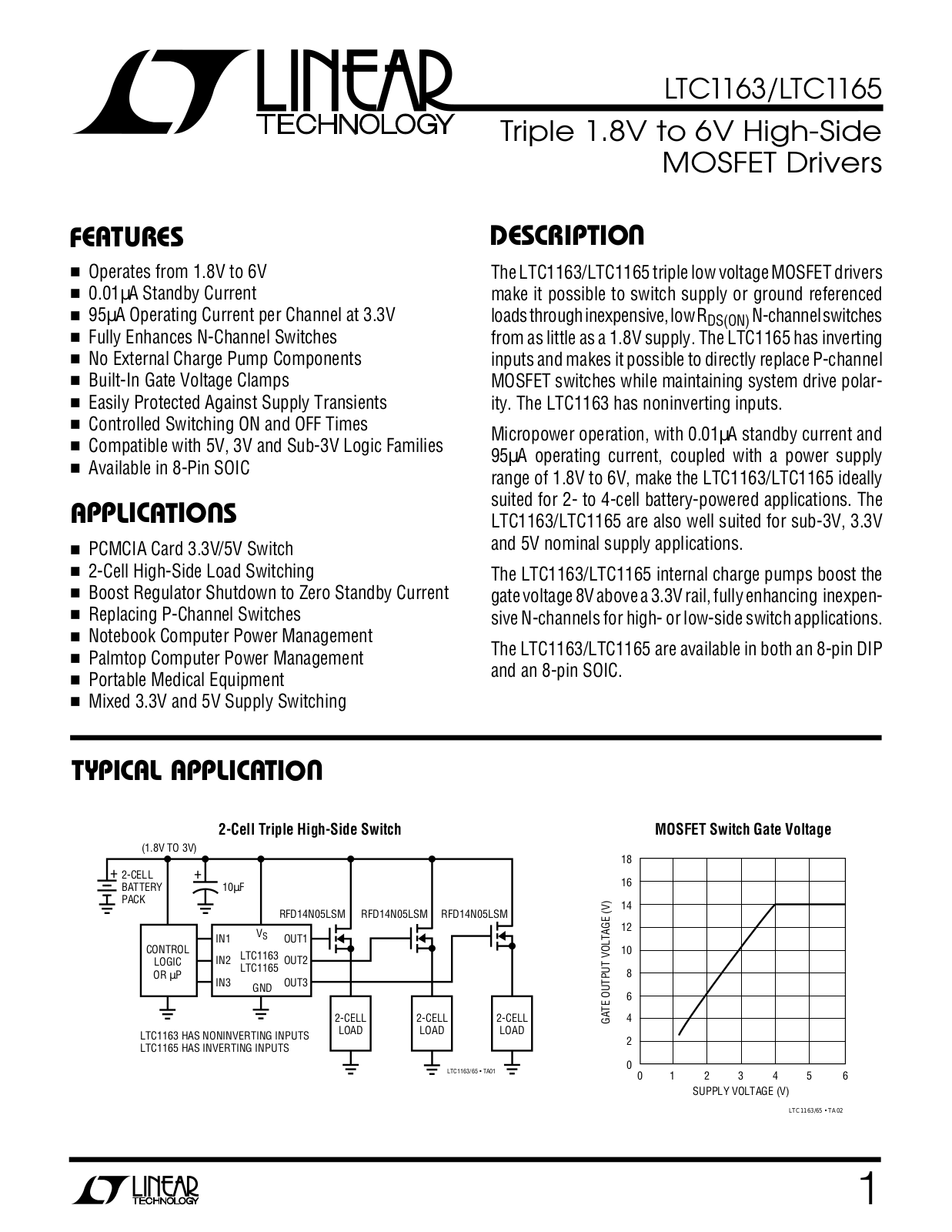 Linear Technology LTC1165CN8, LTC1165, LTC1163CS8, LTC1163CN8, LTC1163 Datasheet