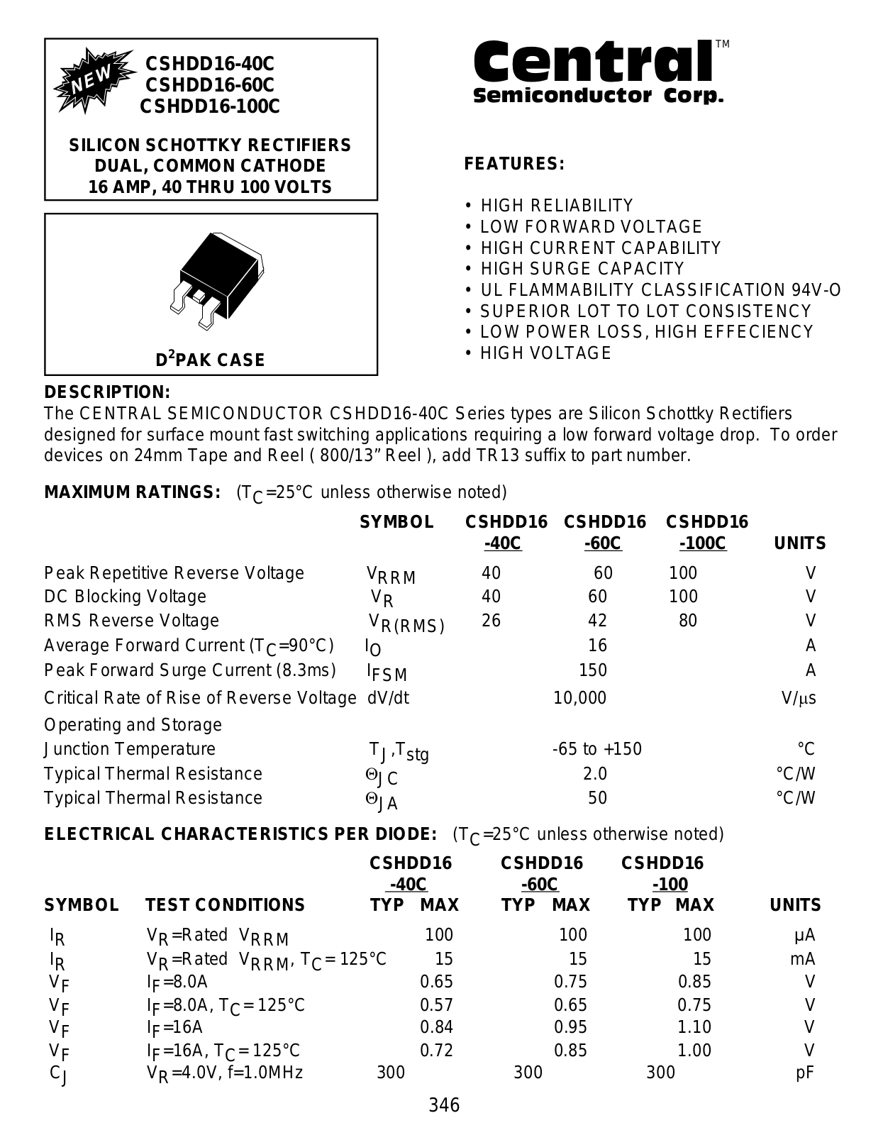 CENTR CSHDD16-60C, CSHDD16-40C, CSHDD16-100C Datasheet