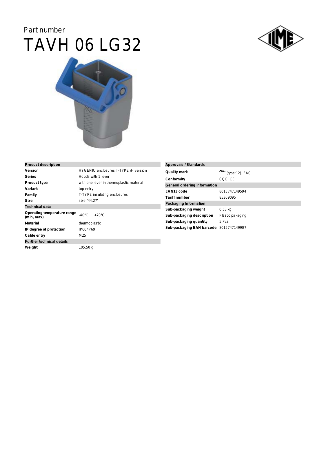 ILME TAVH-06LG32 Data Sheet