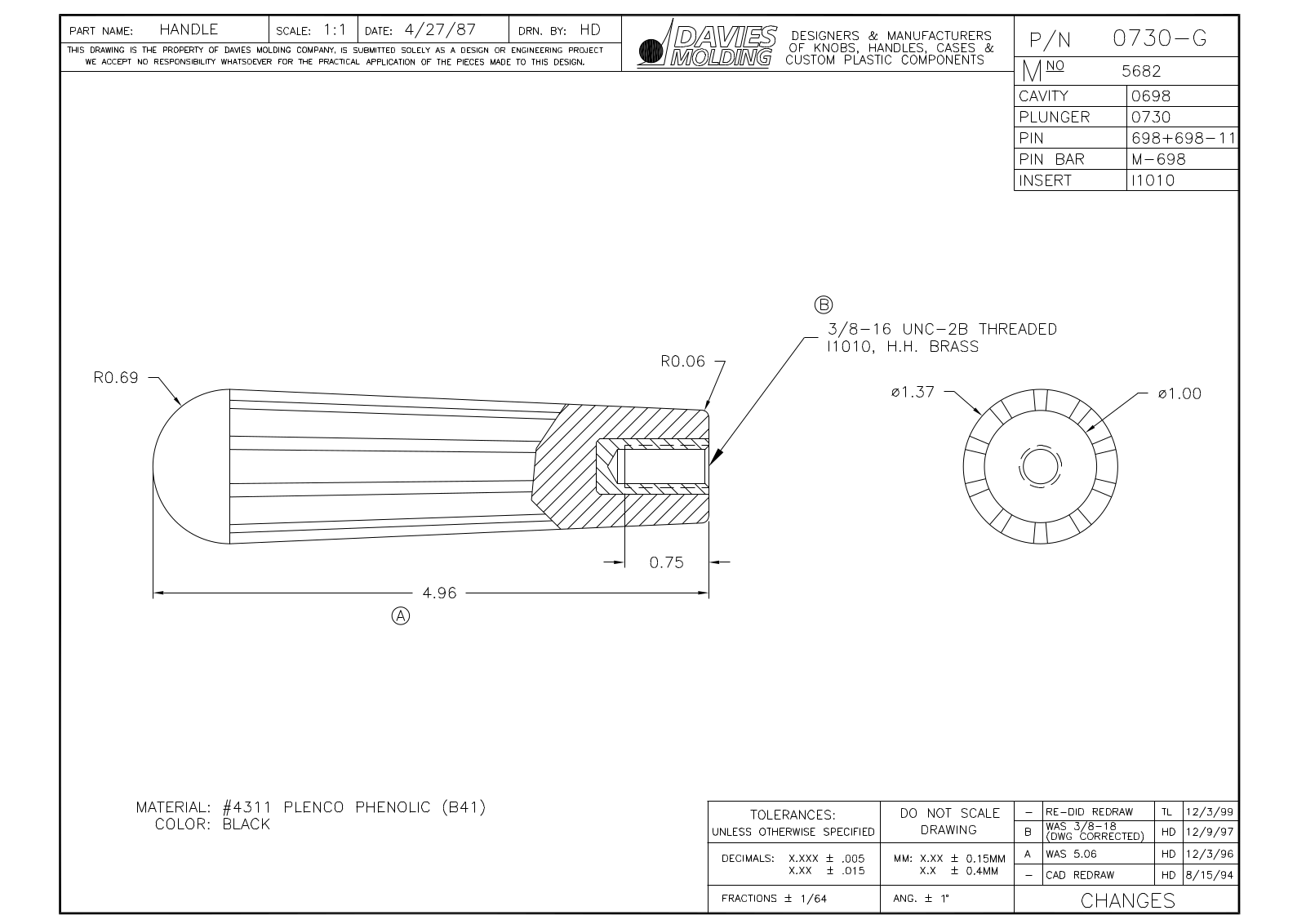 Davies Molding 0730-G Reference Drawing