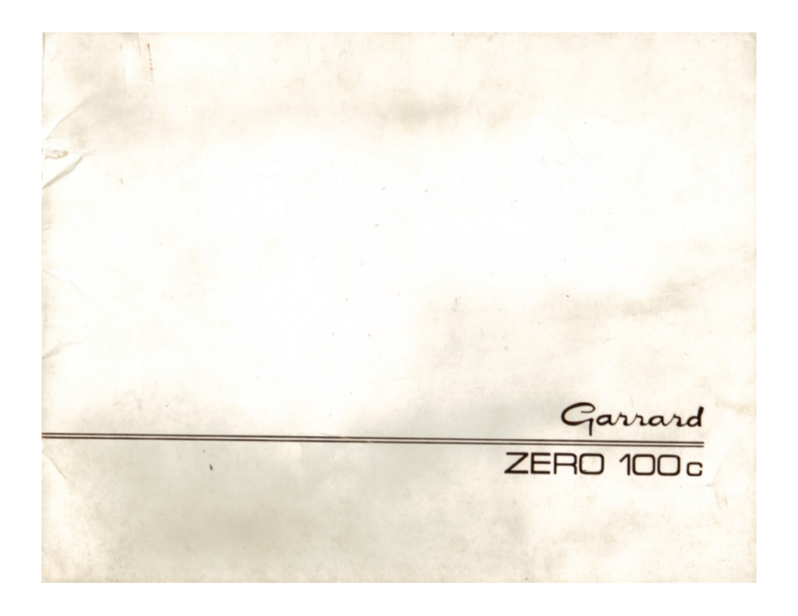 Garrard Zero 100-C Owners manual