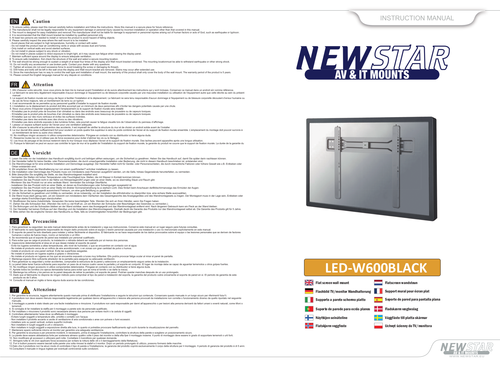 NewStar LED-W600BLACK User Manual