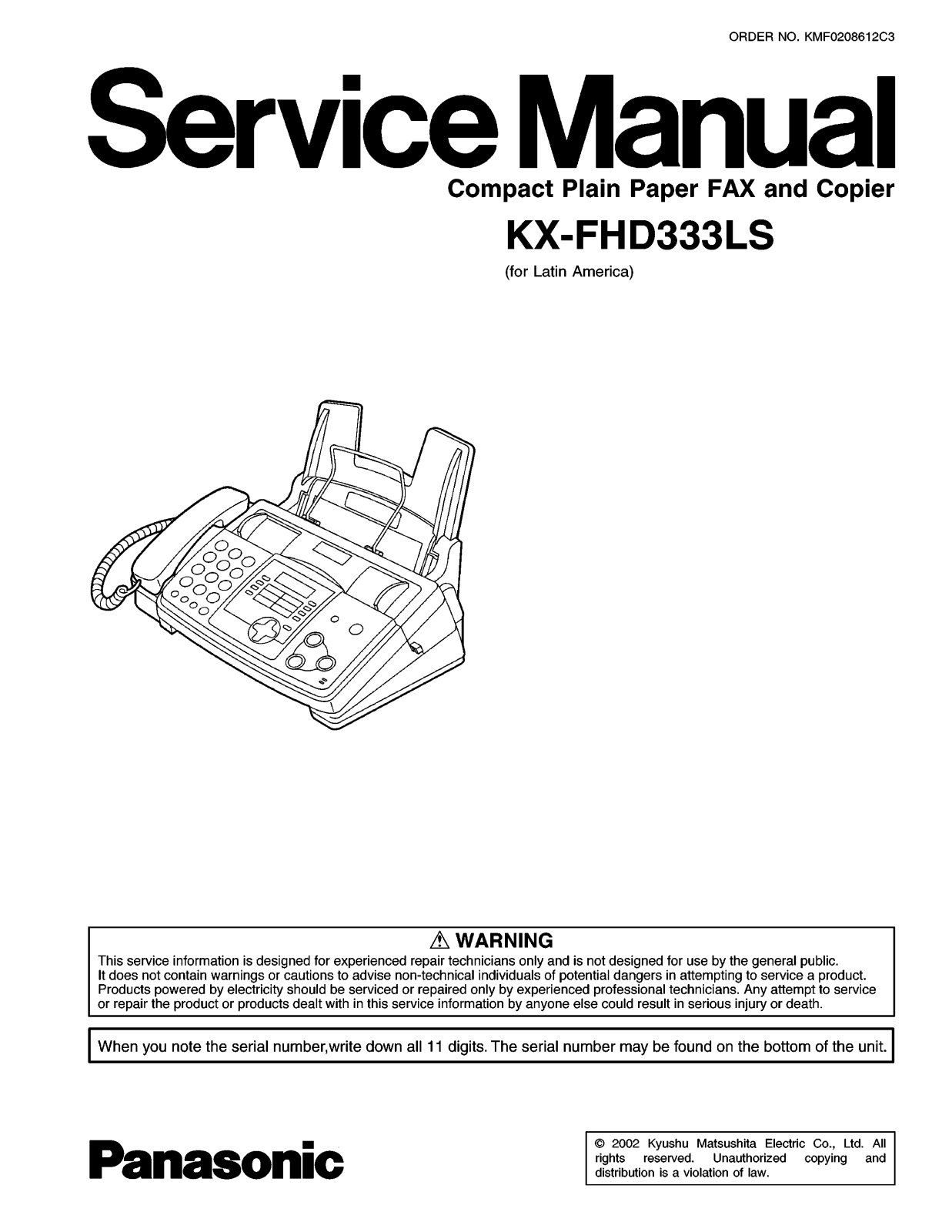 PANASONIC KX-FHD333LS Service Manual