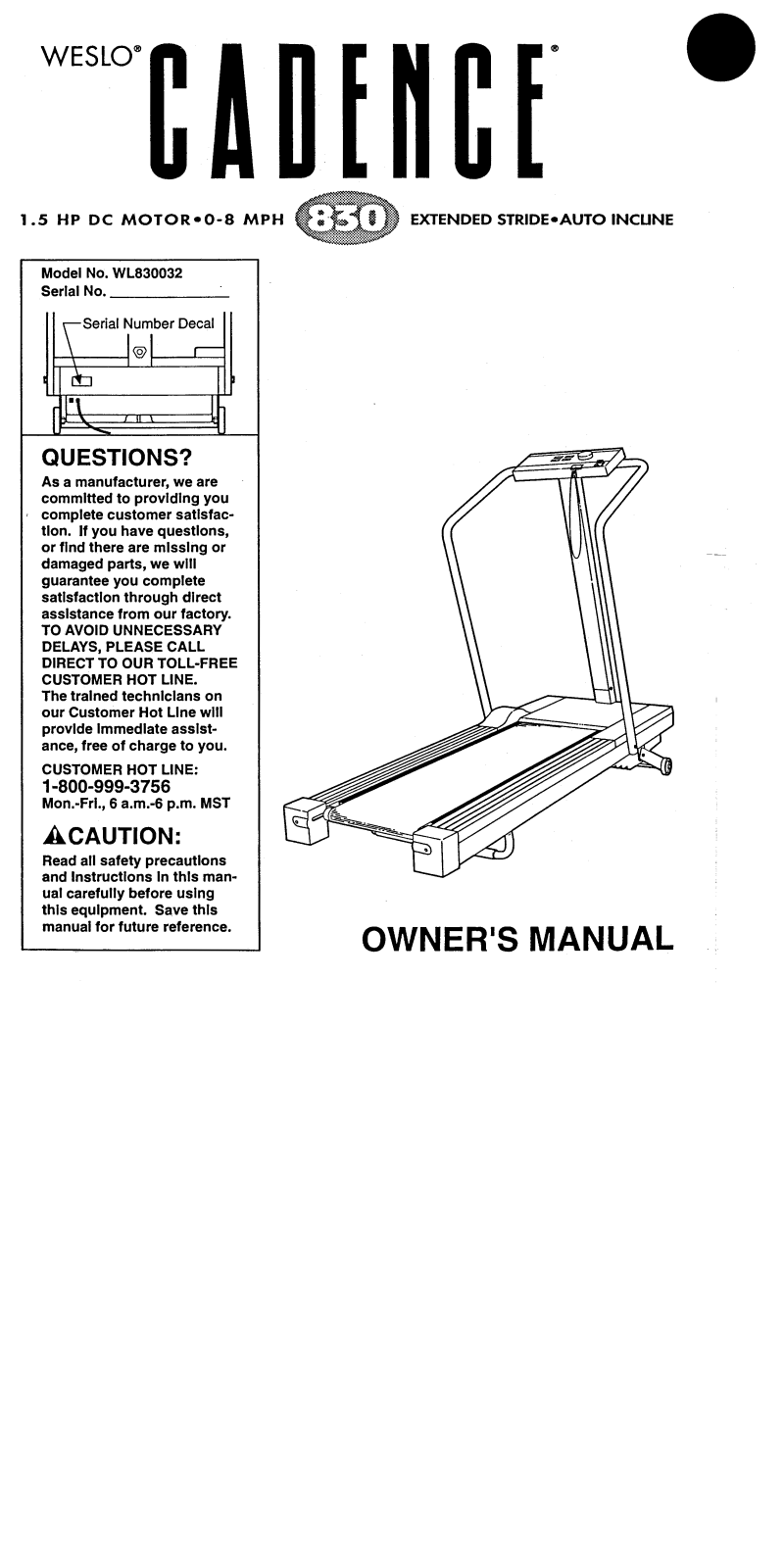 Weslo WL830032 Owner's Manual