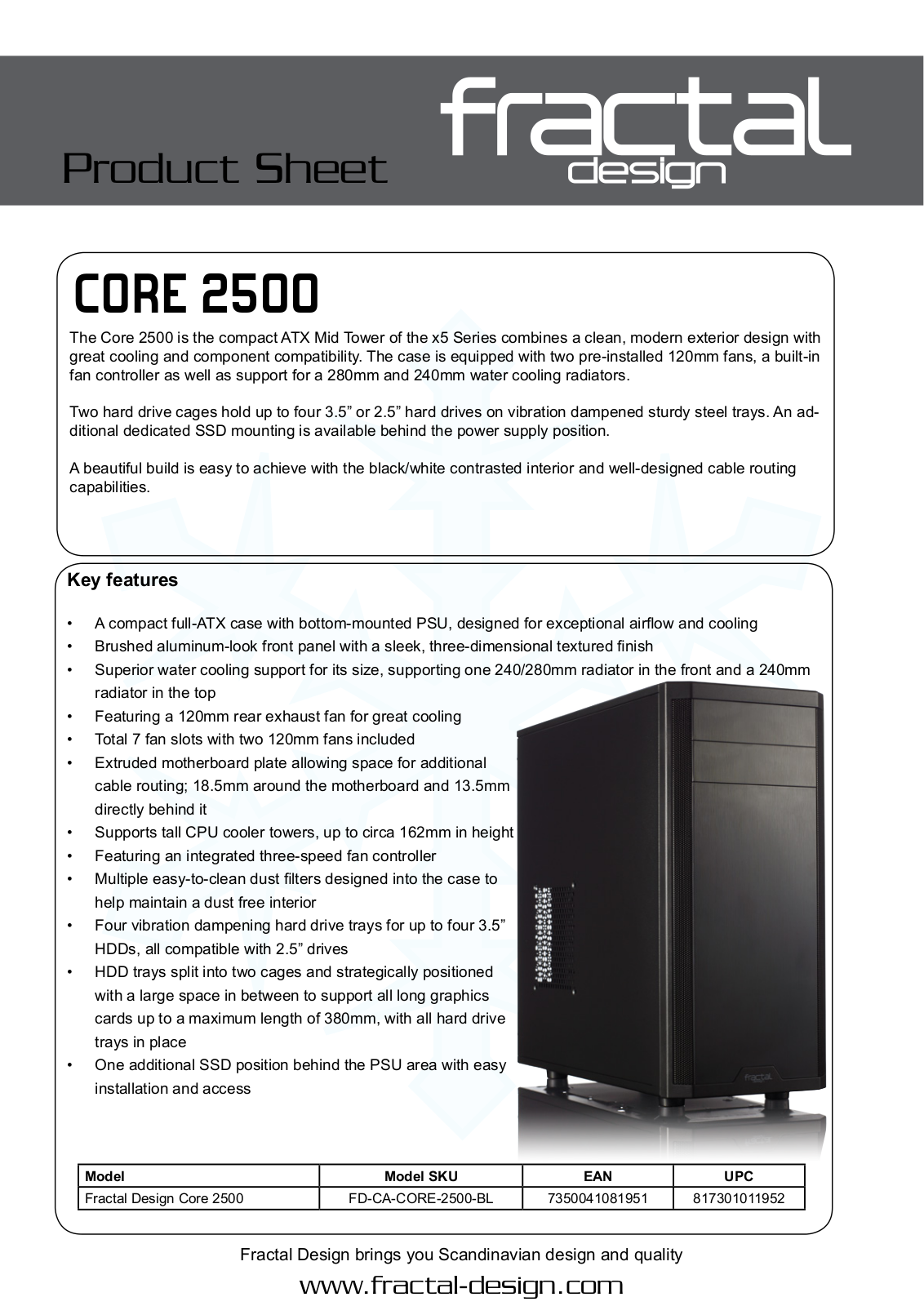 Fractal Design Core 2500 User Manual