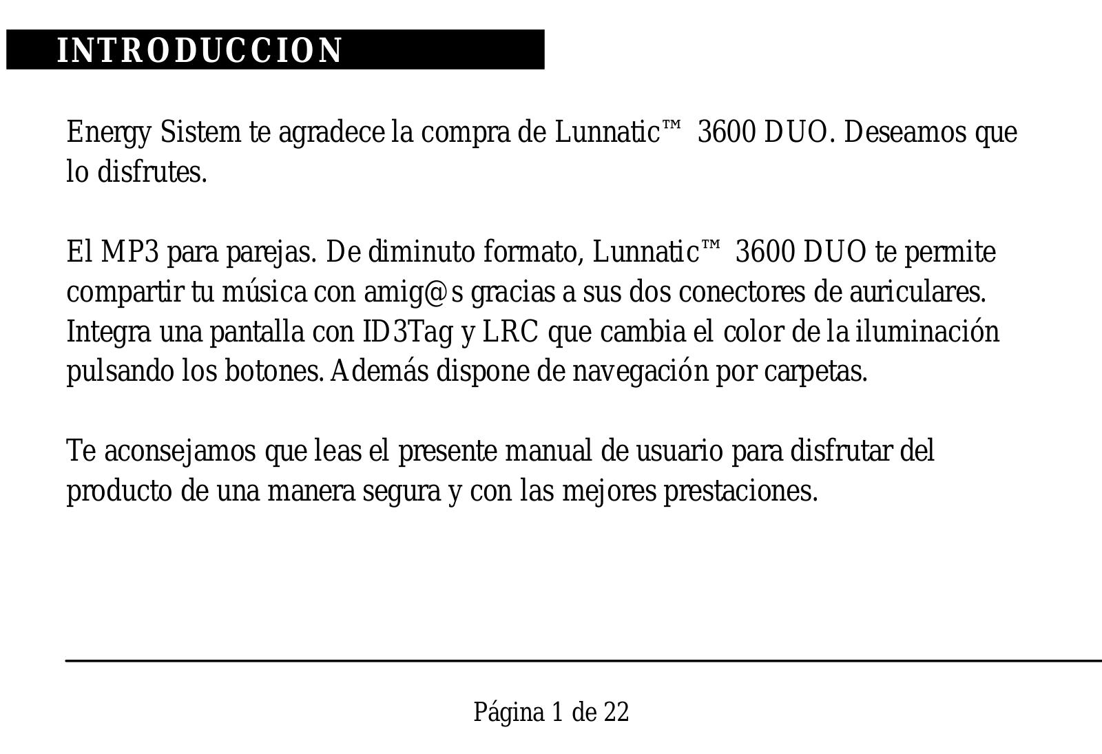 Energy Sistem 3600 Duo User Manual