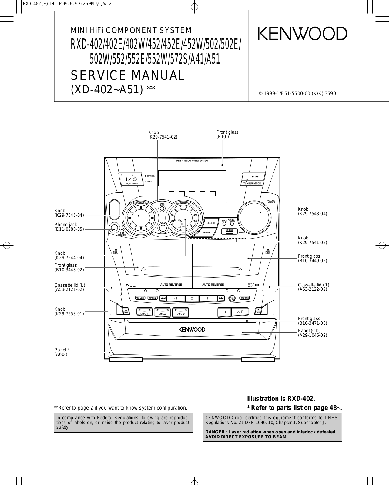 Kenwood RXD-402, RXD-402-E, RXD-402-W, RXD-452, RXD-452-E Service manual