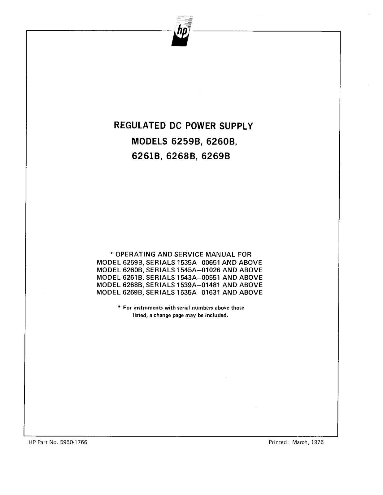HP (Hewlett-Packard) 6259B, 6269B, 6261B, 6260B, 6268B User Manual
