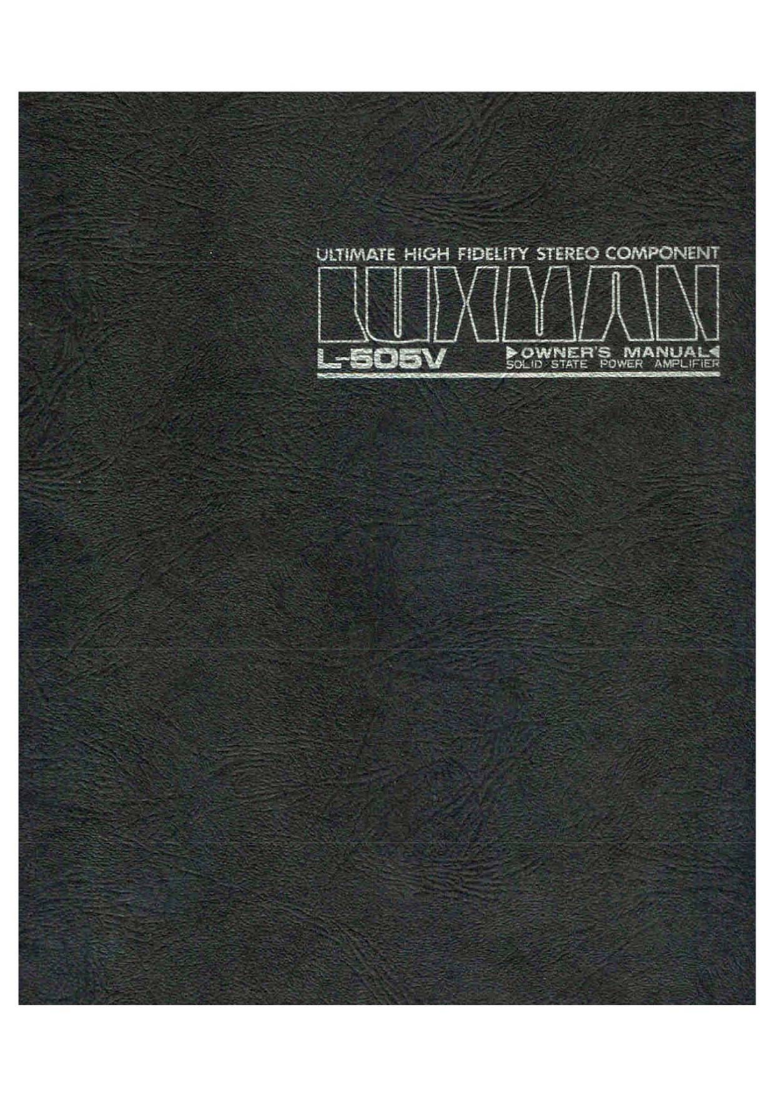 Luxman L-505-V Owners Manual