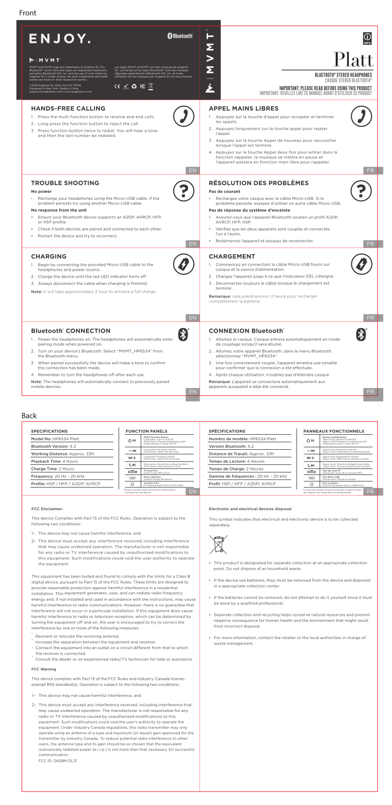 Mvmt HP6534 Platt User Manual