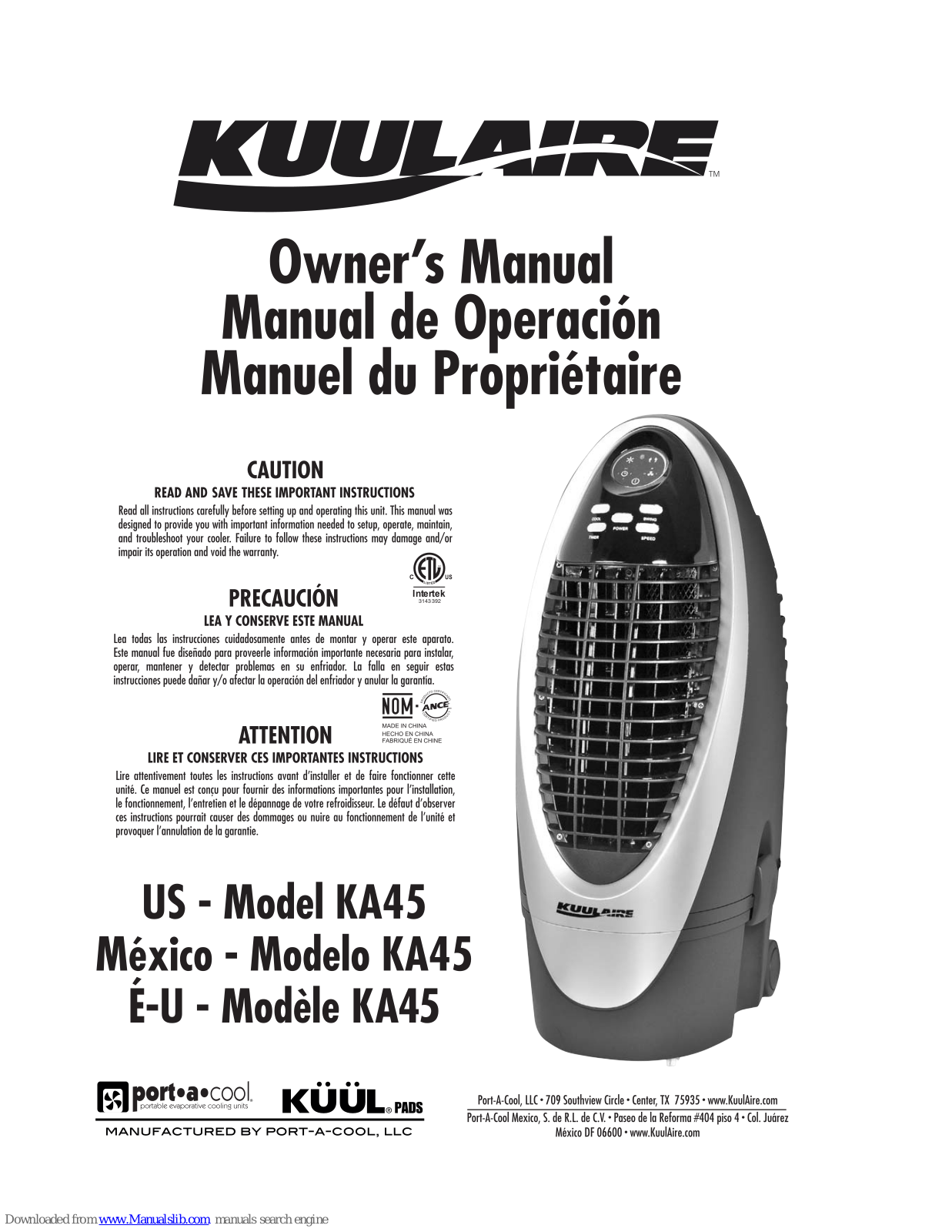 KUULAIRE PACKA45, KA45 Owner's Manual