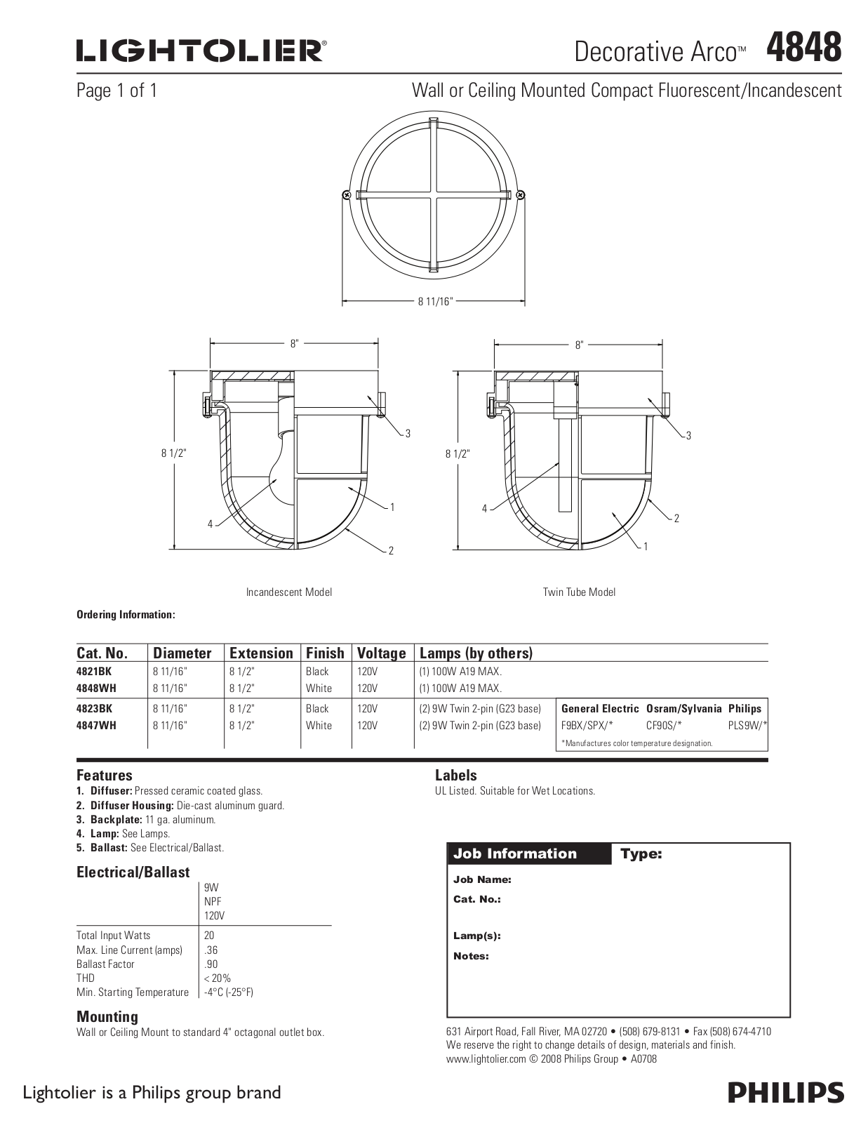 Lightolier 4848 User Manual