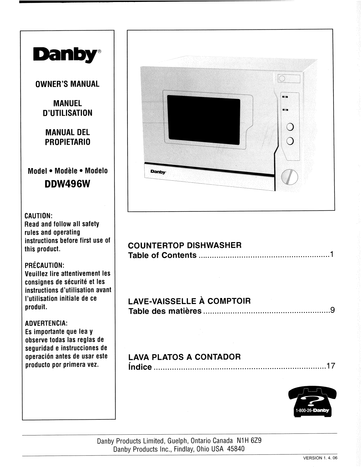 Danby DDW496W Owner's Manual