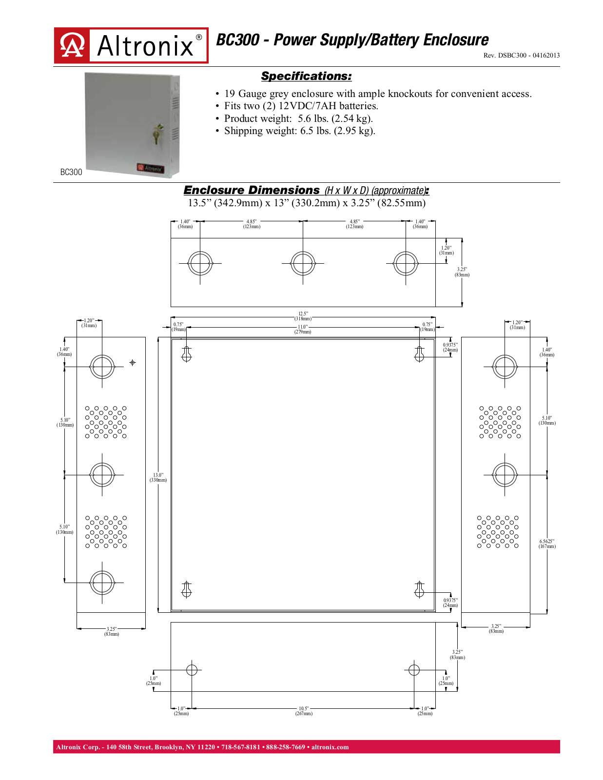 Altronix BC300 Specsheet