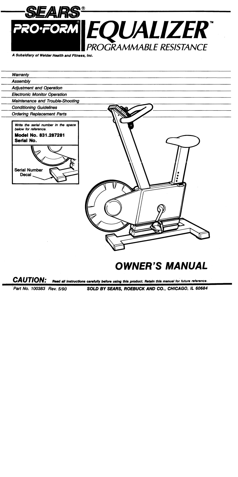 ProForm 287281 User Manual