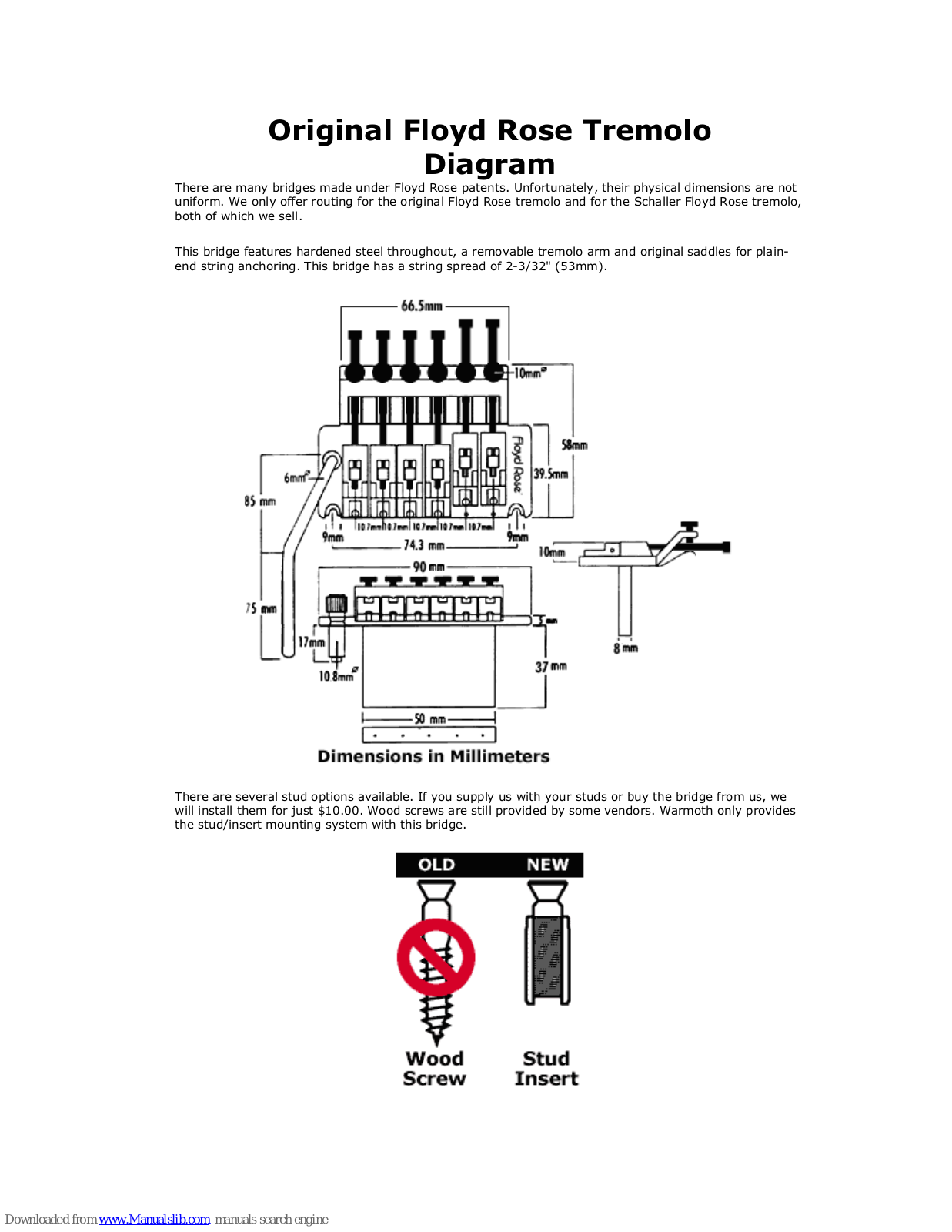 Floyd Rose Tremolo, Original Diagram