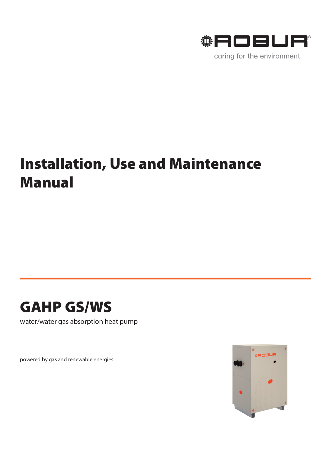 Robur GAHP GS, GAHP WS Installation, Use And Maintenance Manual - ManualMachine.com