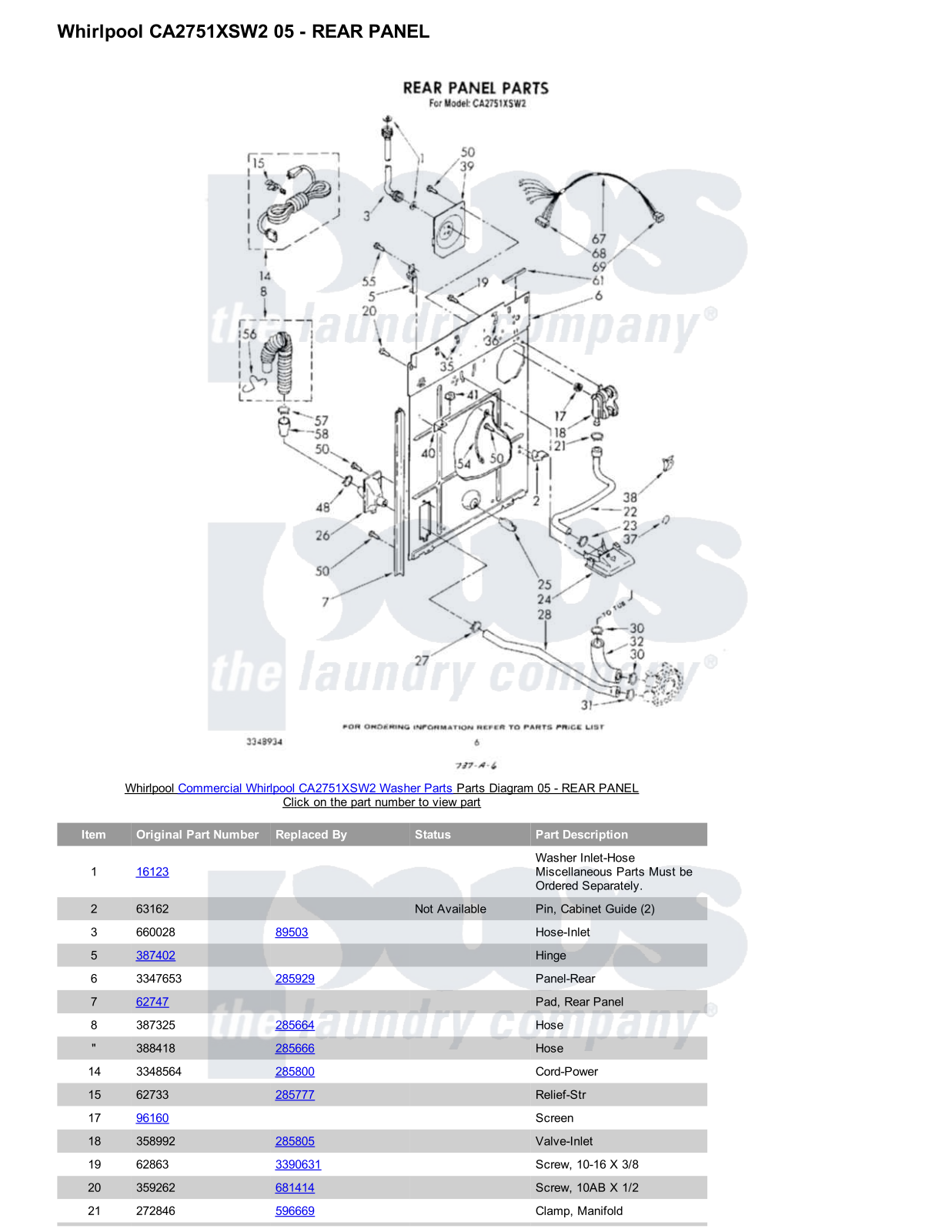 Whirlpool CA2751XSW2 Parts Diagram