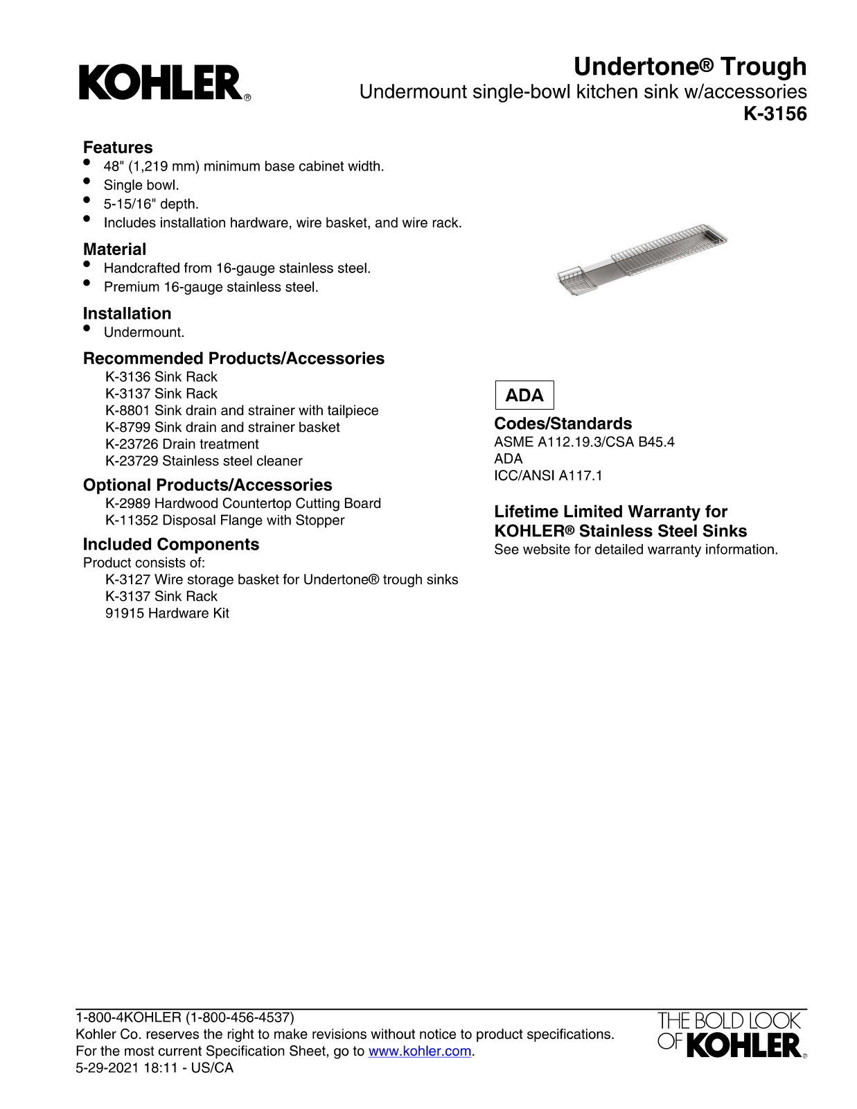 Kohler KOH13736 Specifications - ManualMachine.com