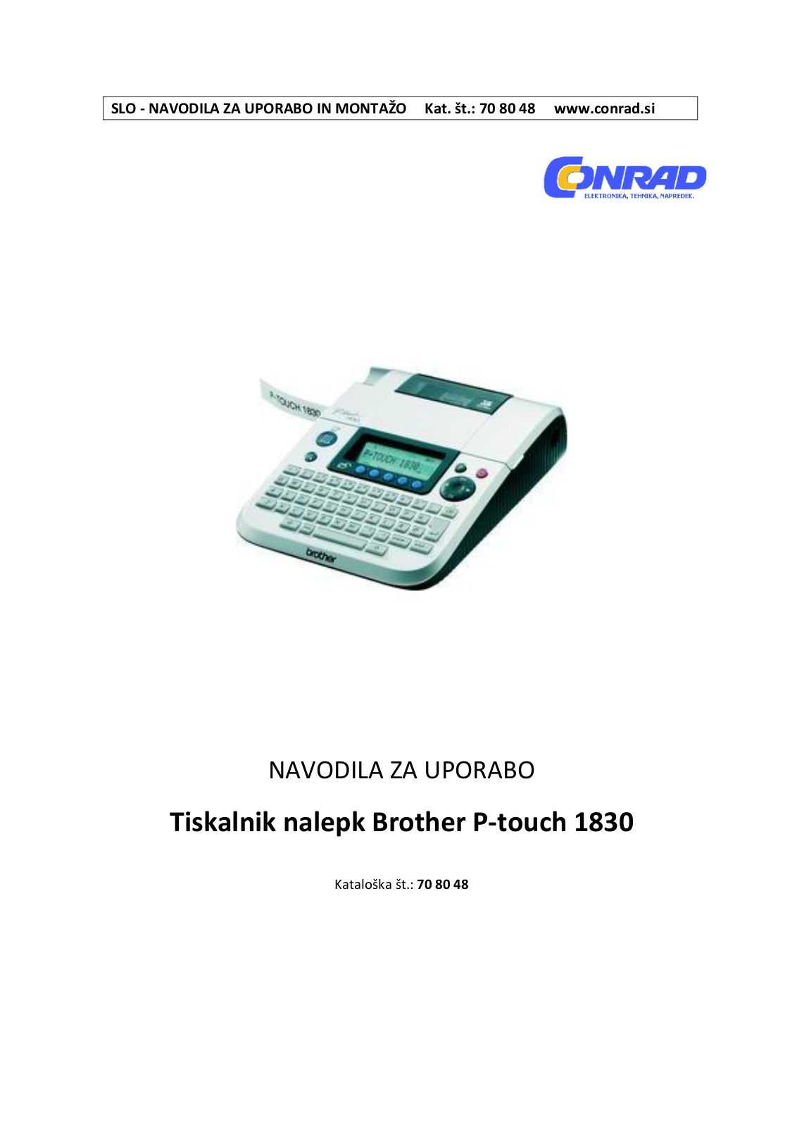 Brother P‐touch 1830 User Guide