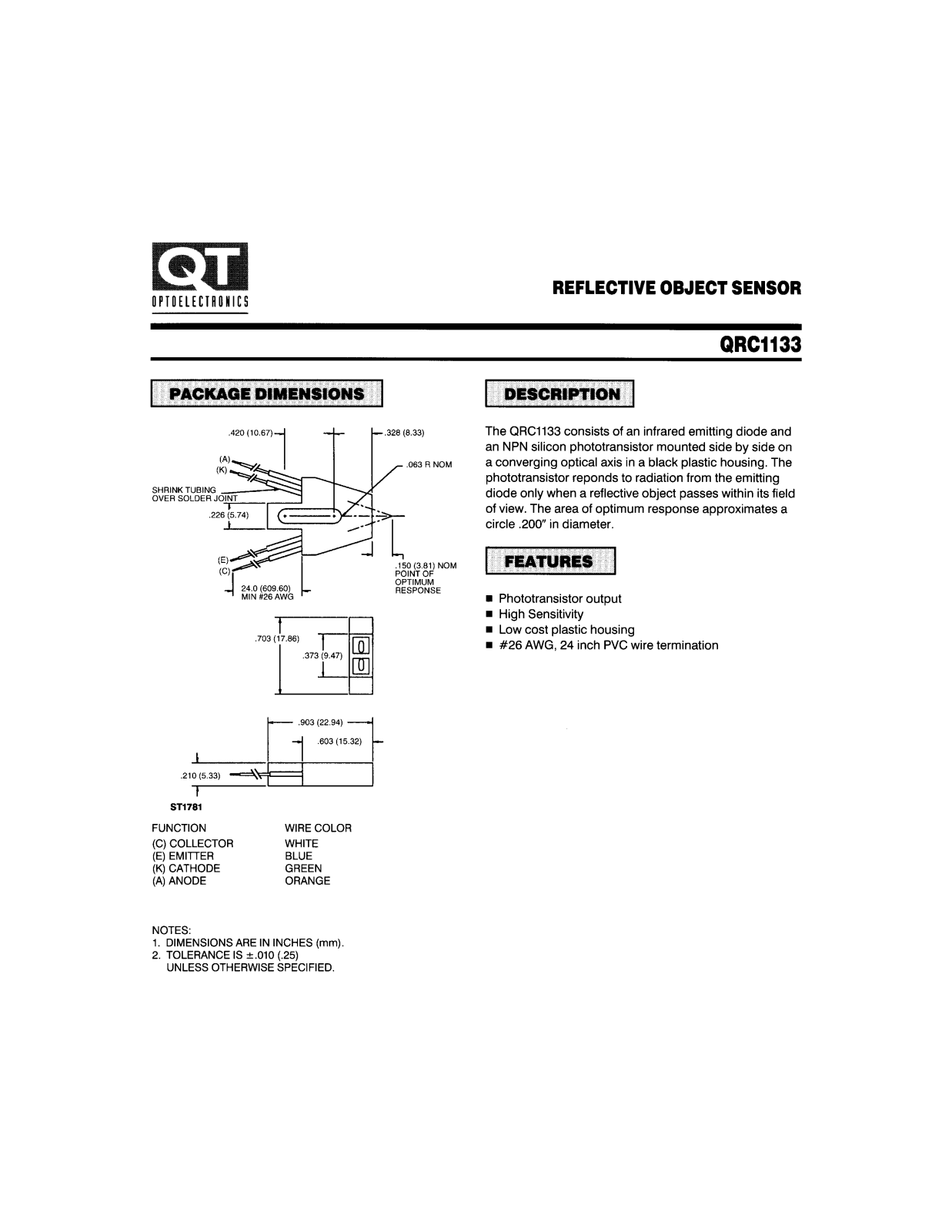 QT QRC1133 Datasheet