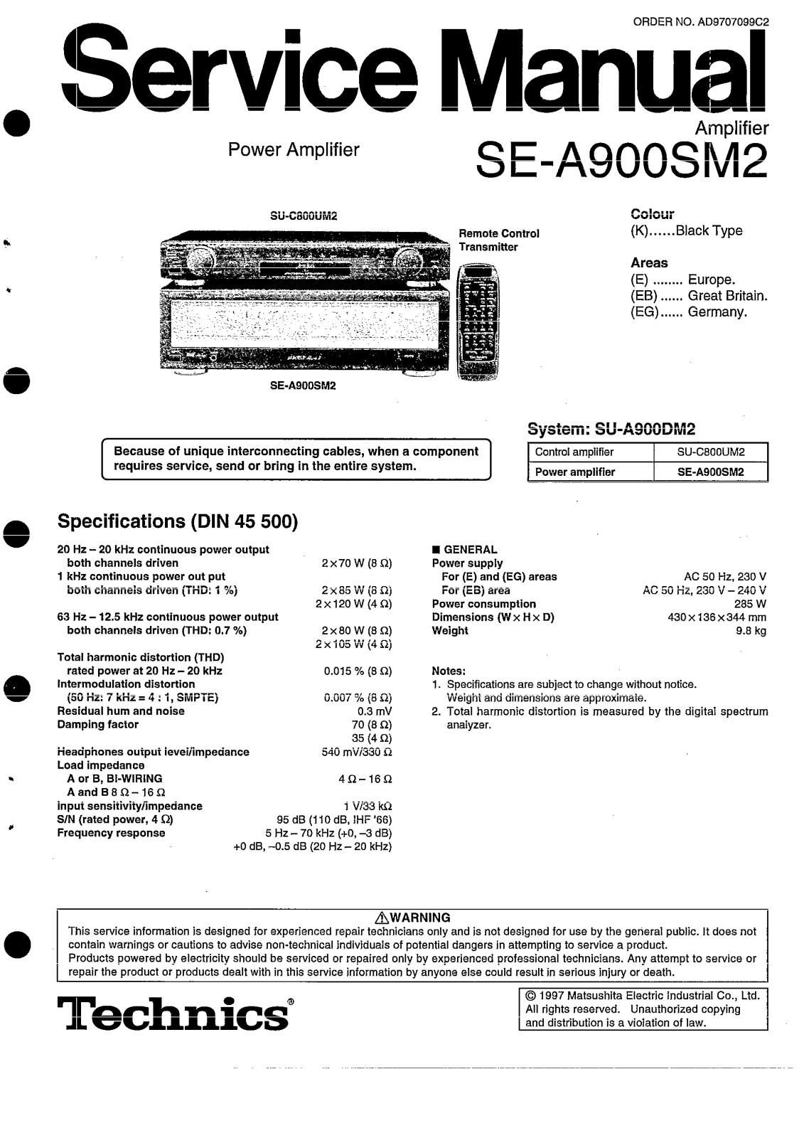 Technics SE-A900SM2 Schematic