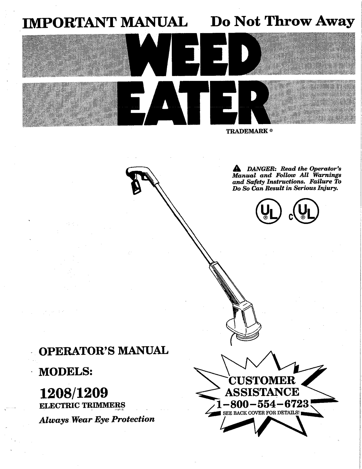 Weed Eater 1209 User Manual