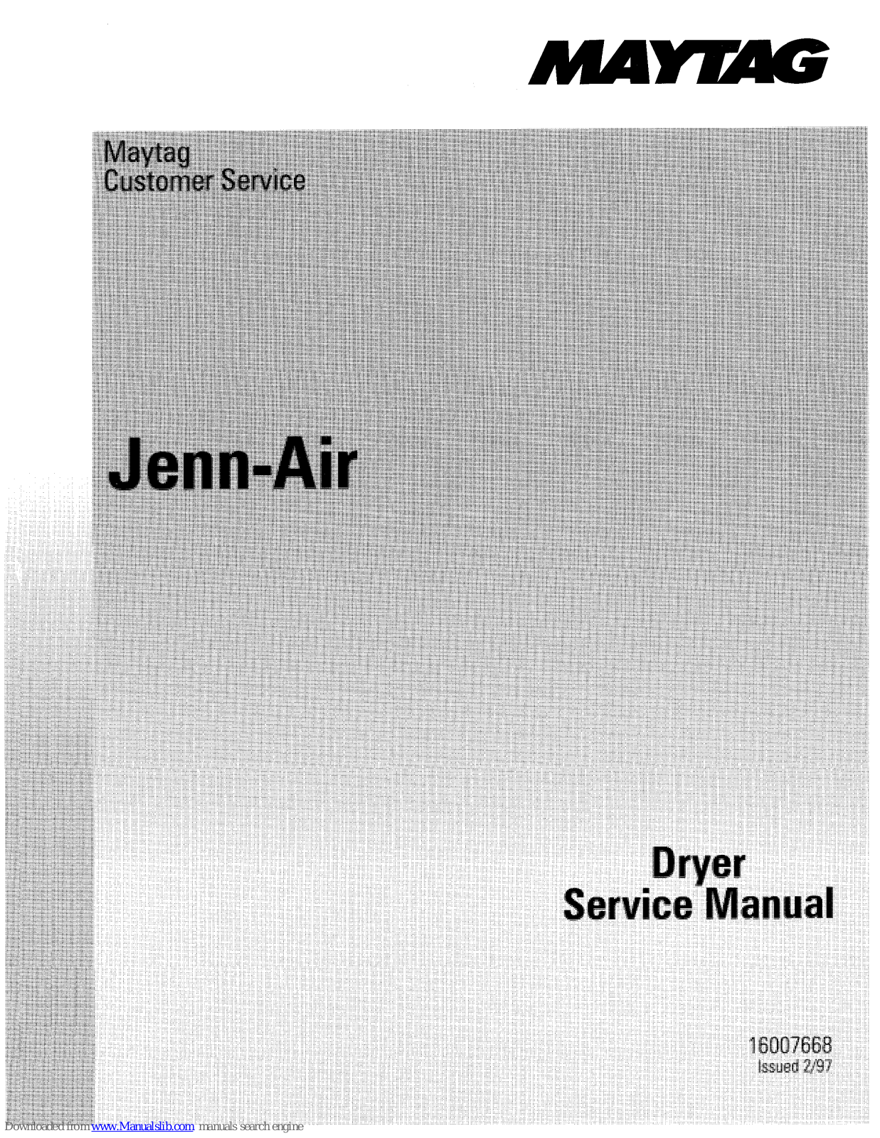 Jenn-Air JDE1000, JDE2000, JDE3000, JDG1000, JDG2000 Service Manual