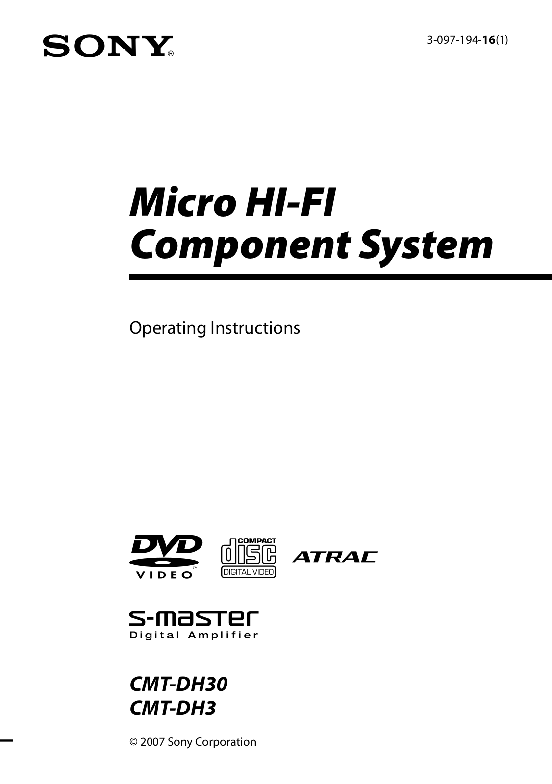 Sony CMT-DH30, CMTDH3 User Manual