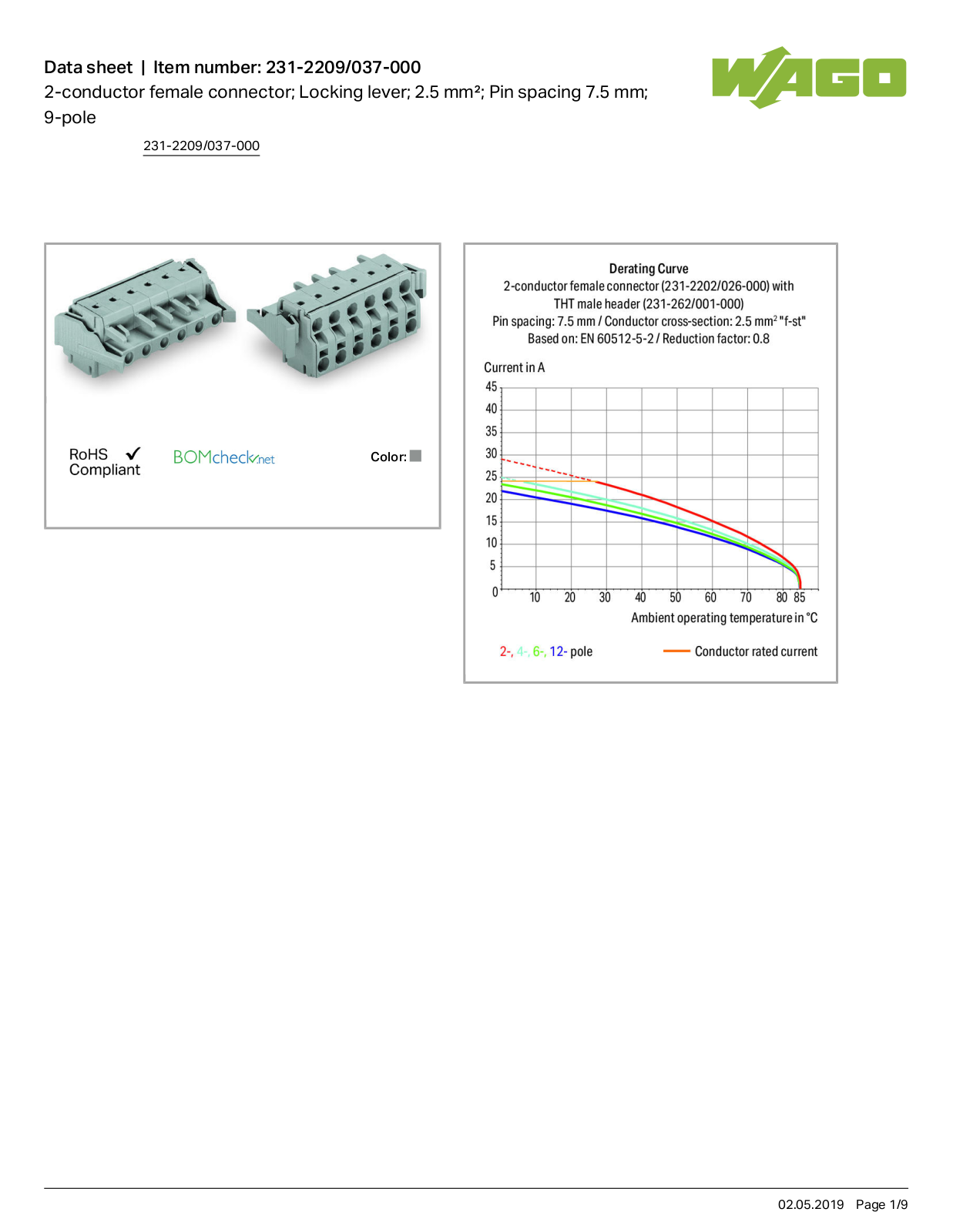 Wago 231-2209/037-000 Data Sheet