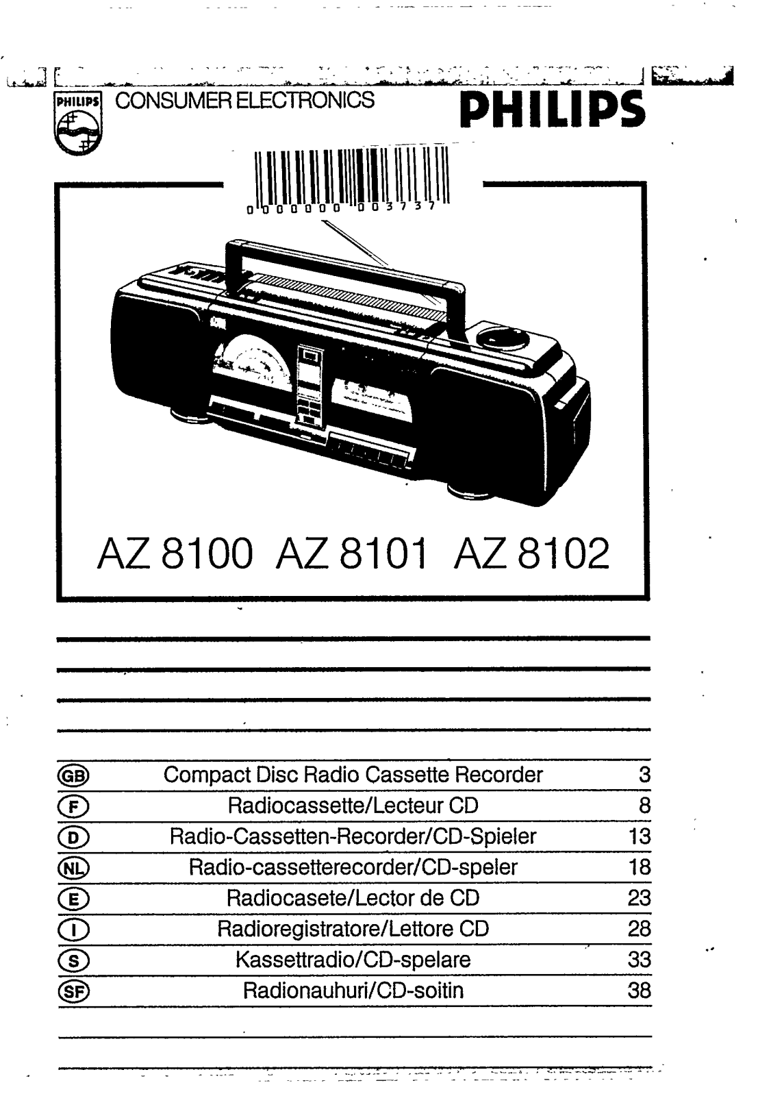 Philips AZ 8101, AZ 8102, AZ 8100 User Manual