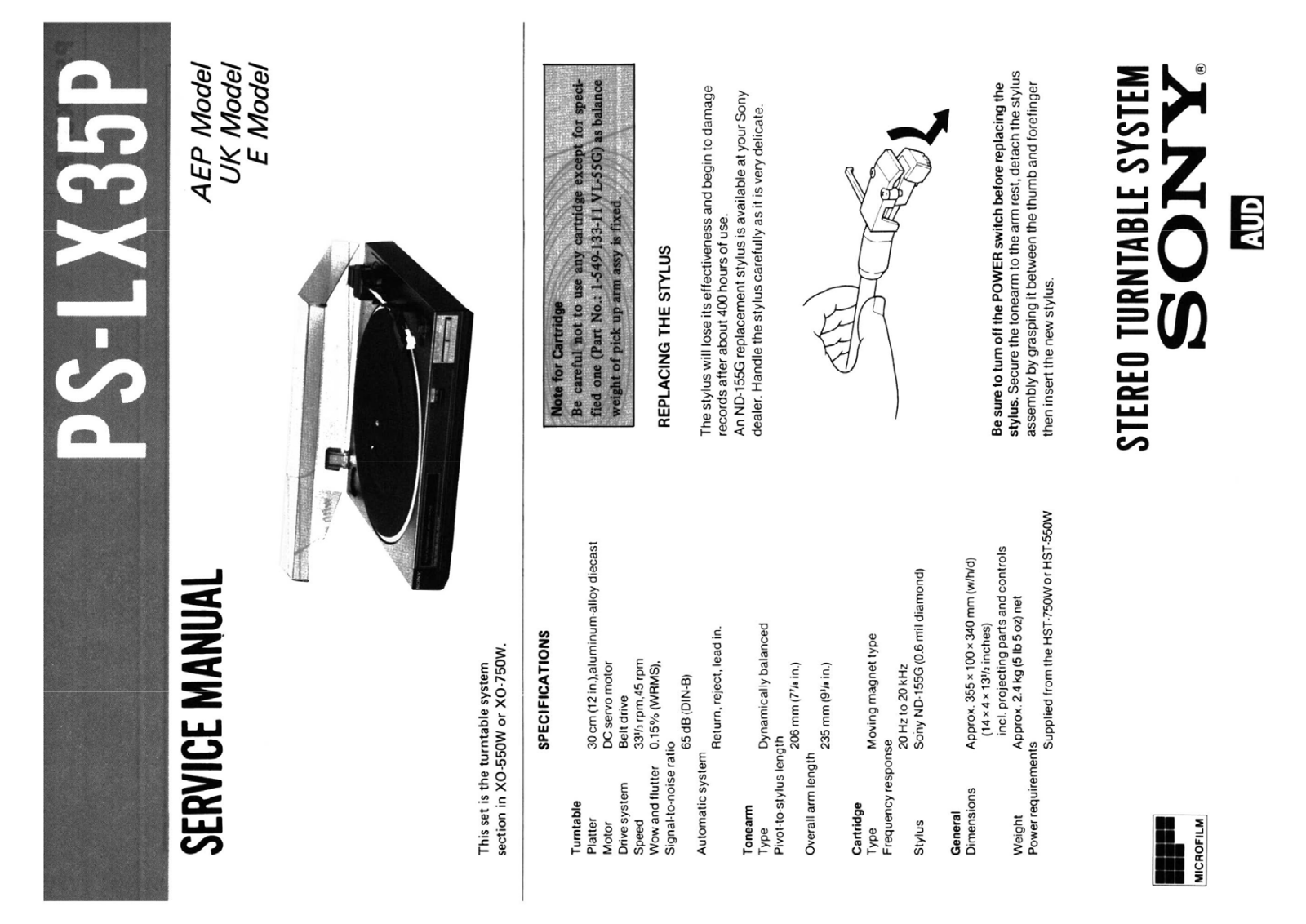 Sony PS-LX35P Service Manual