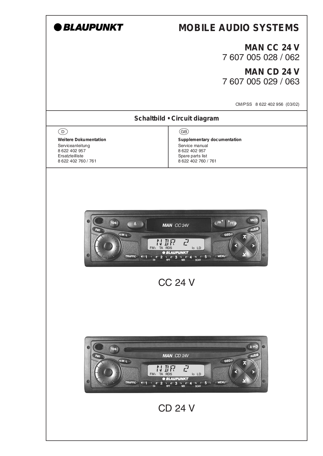 BLAUPUNKT 7607005028 SB Service Manual