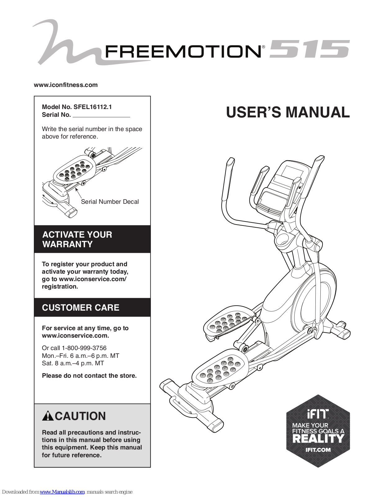 iFIT FREEMOTION 515, SFEL16112.1 User Manual