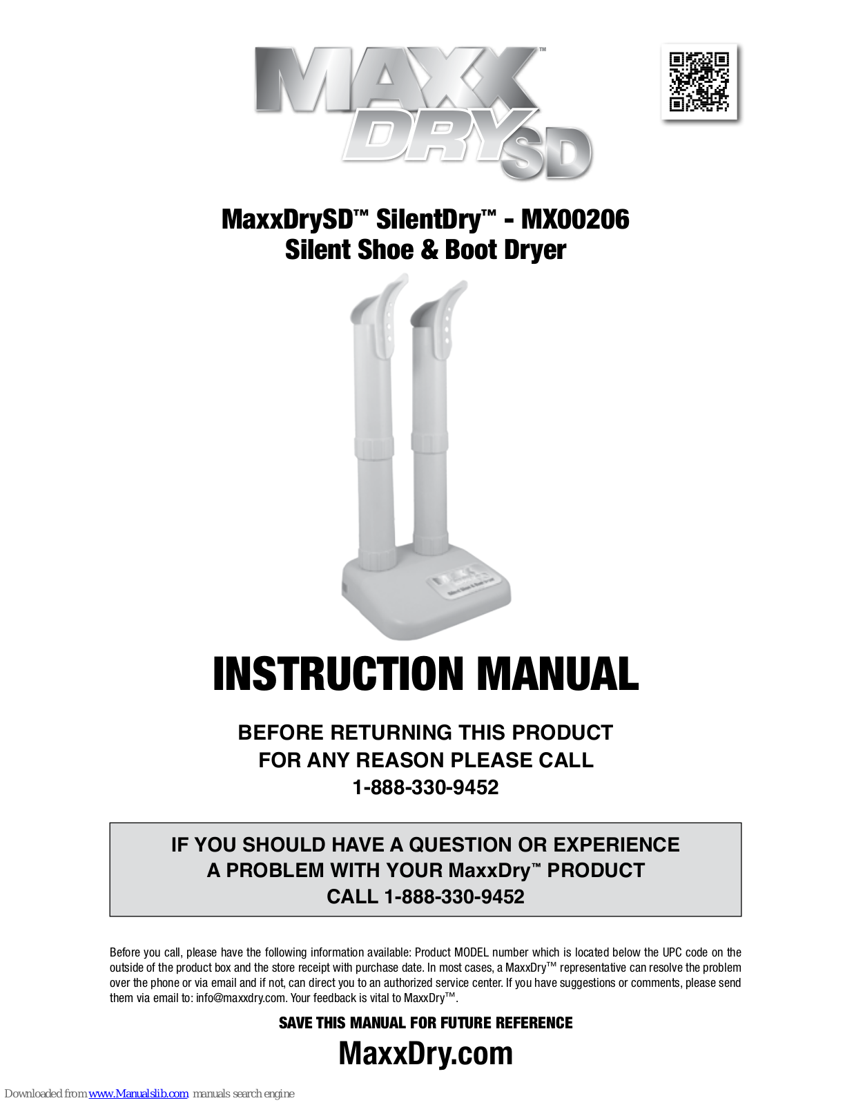 MaxxDrySD MX00206 Instruction Manual