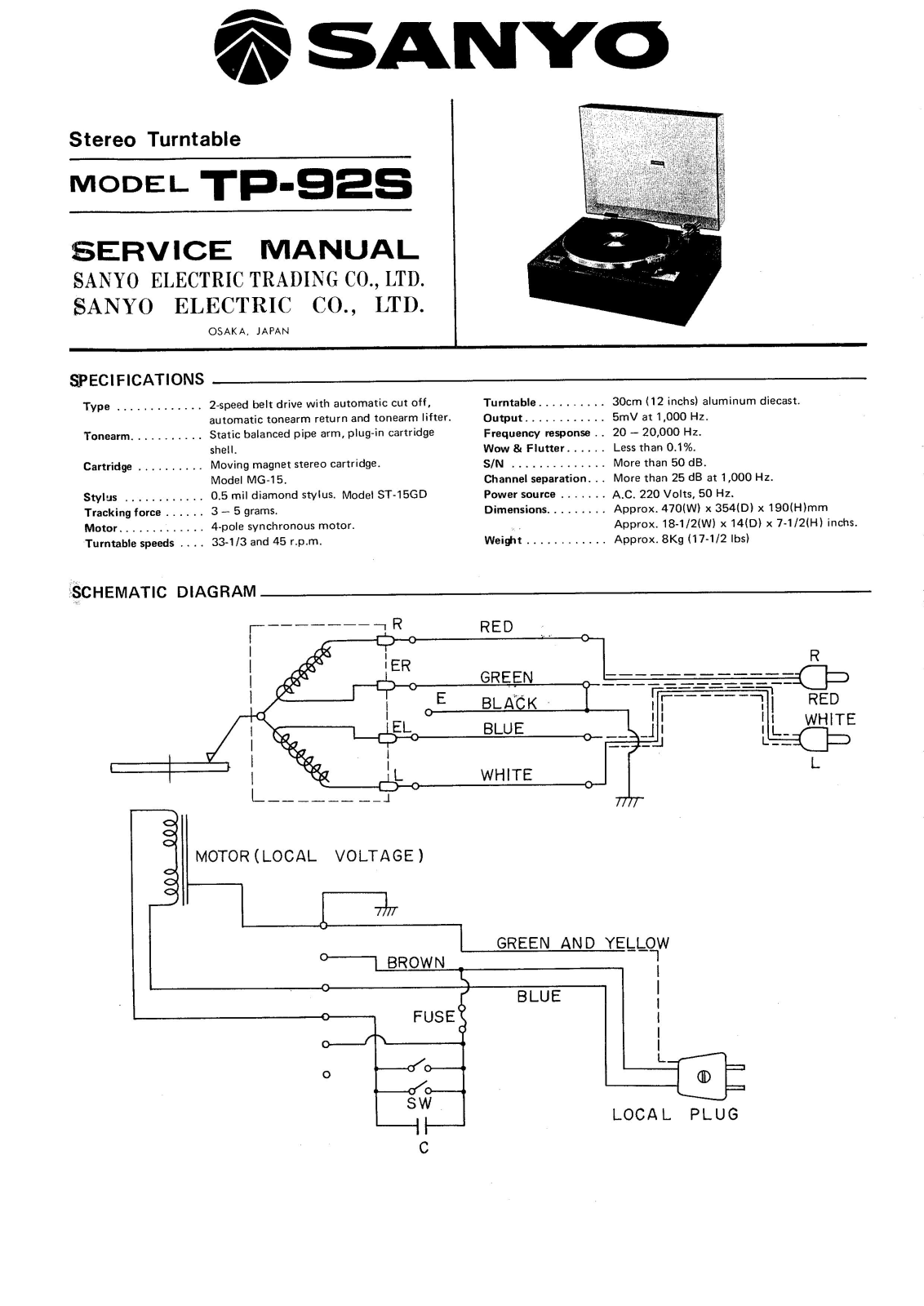 Sanyo tp92s Service Manual