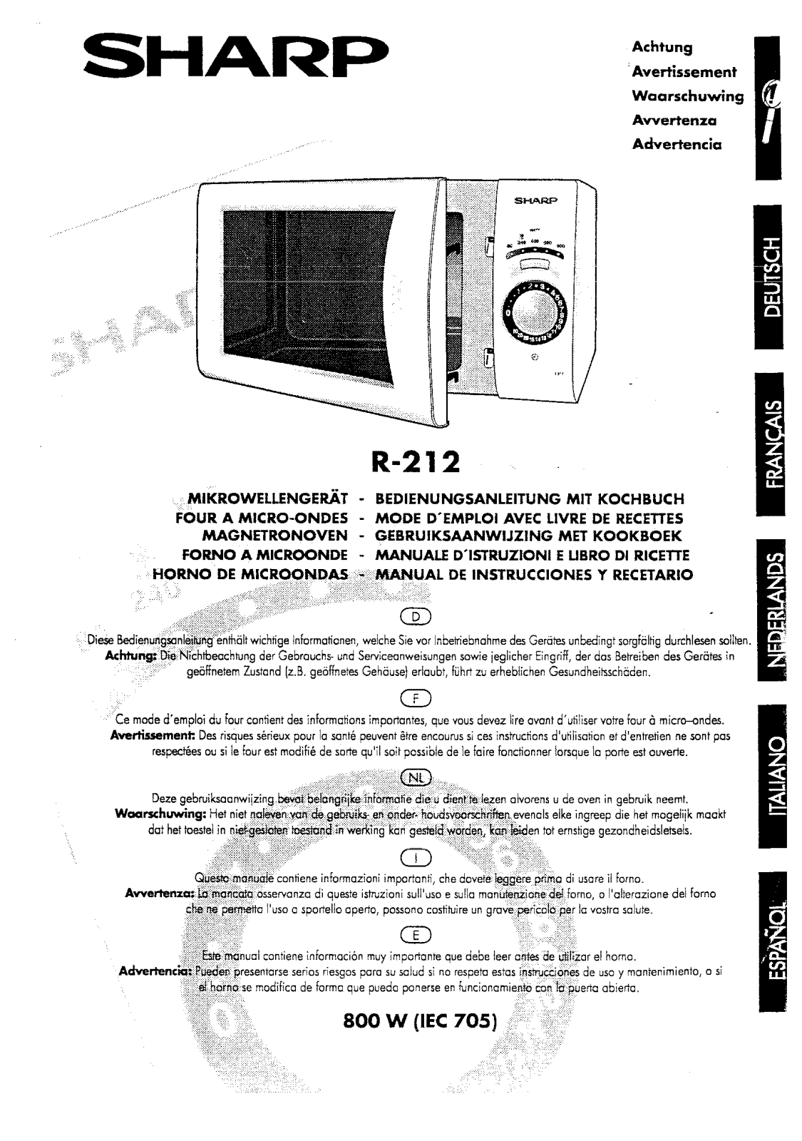 Sharp R-212 User Manual