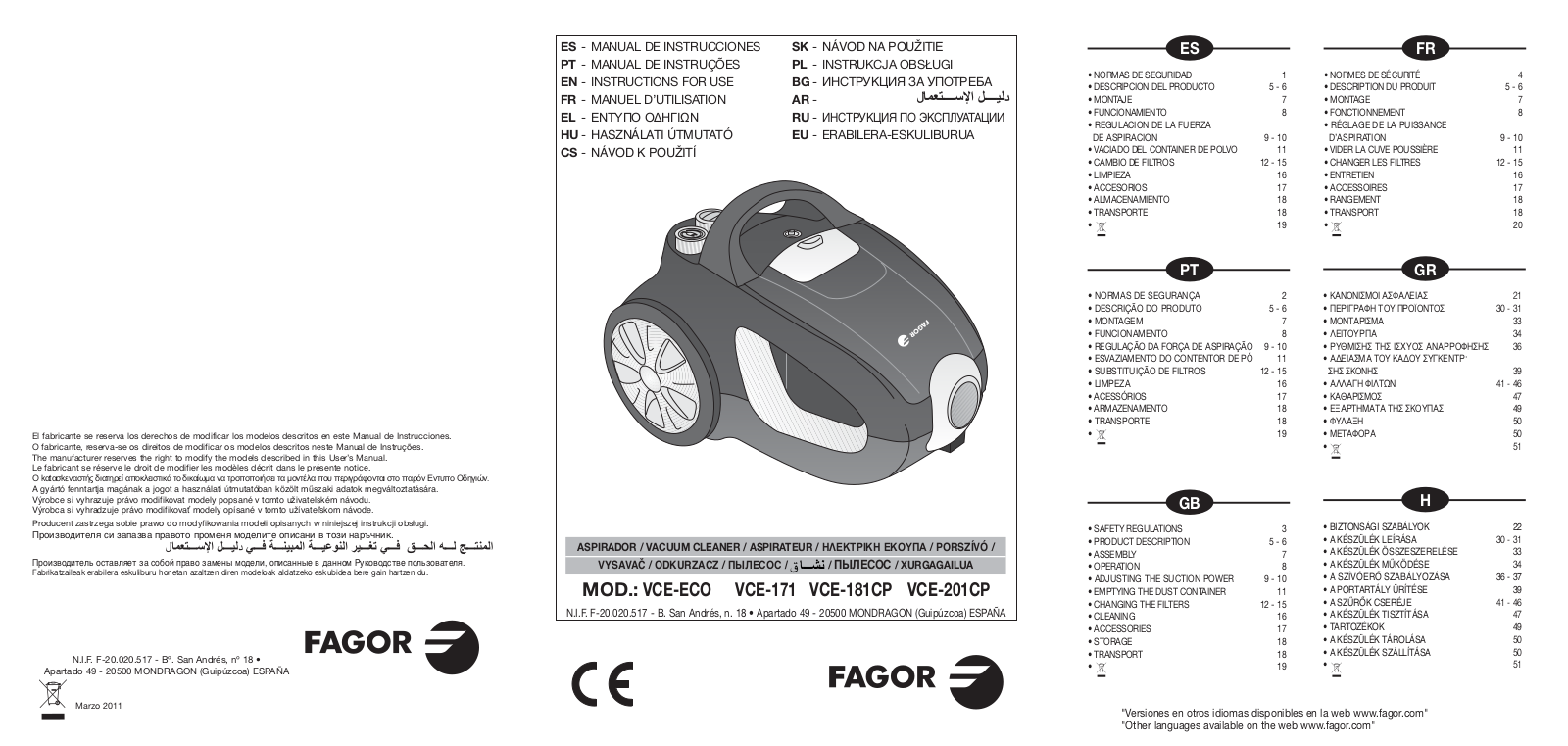 Fagor VCE-201 CP User Manual