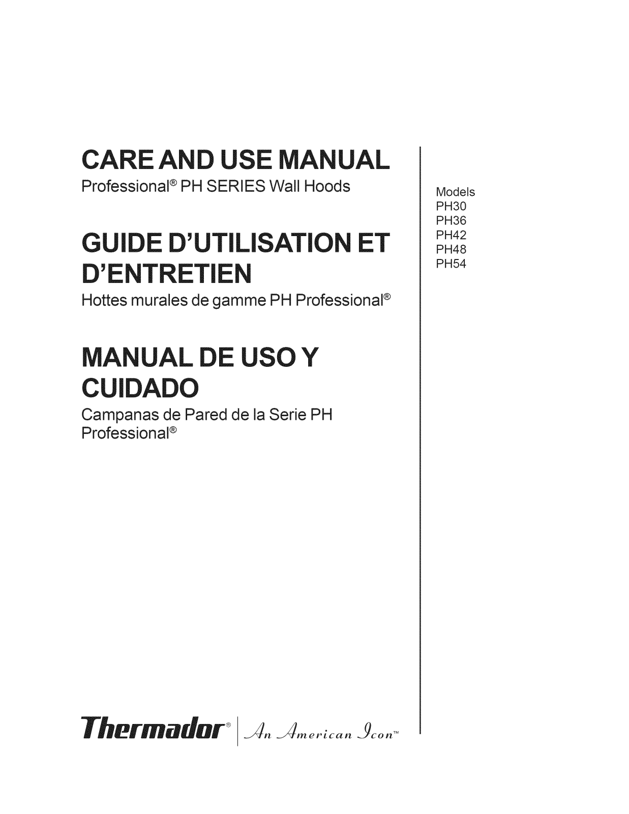 Thermador PH54CS/01, PH48CS/01, PH42CS/01, PH36CS/01, PH30CS/01 Owner’s Manual