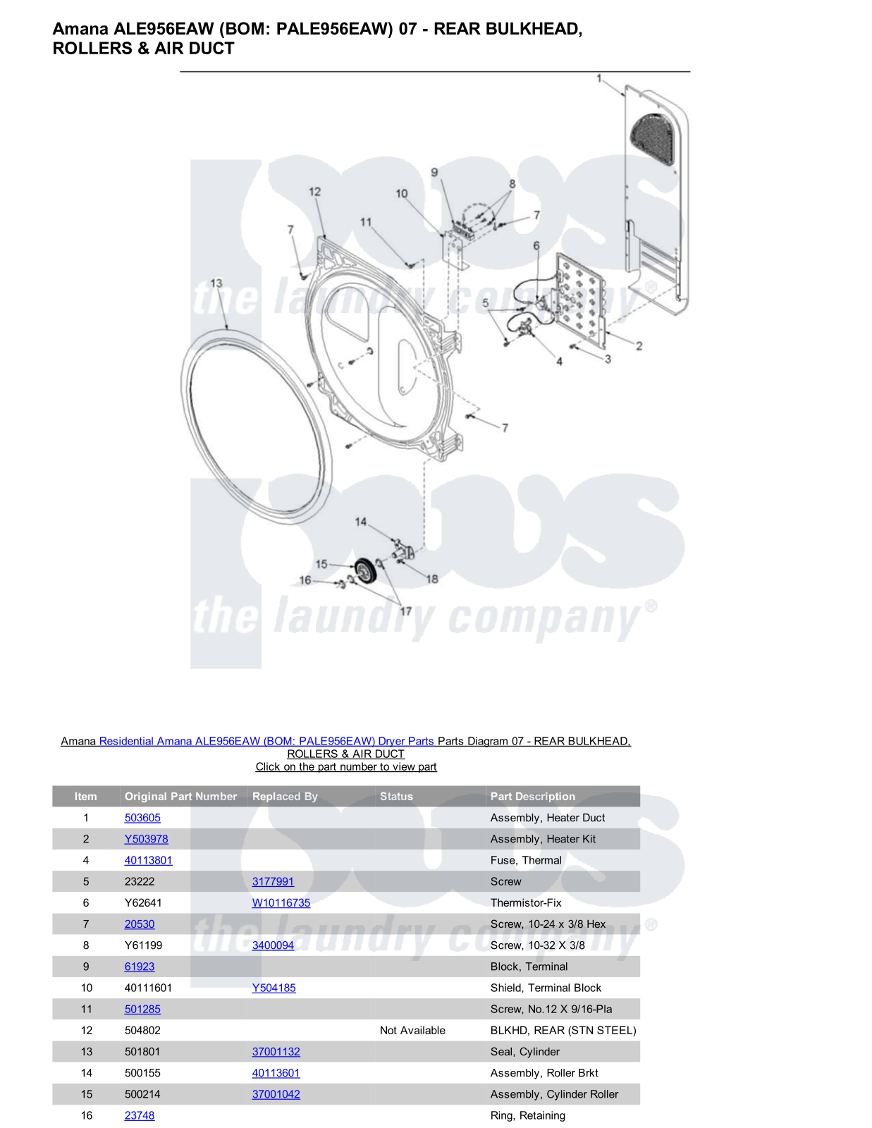 Amana ALE956EAW Parts Diagram