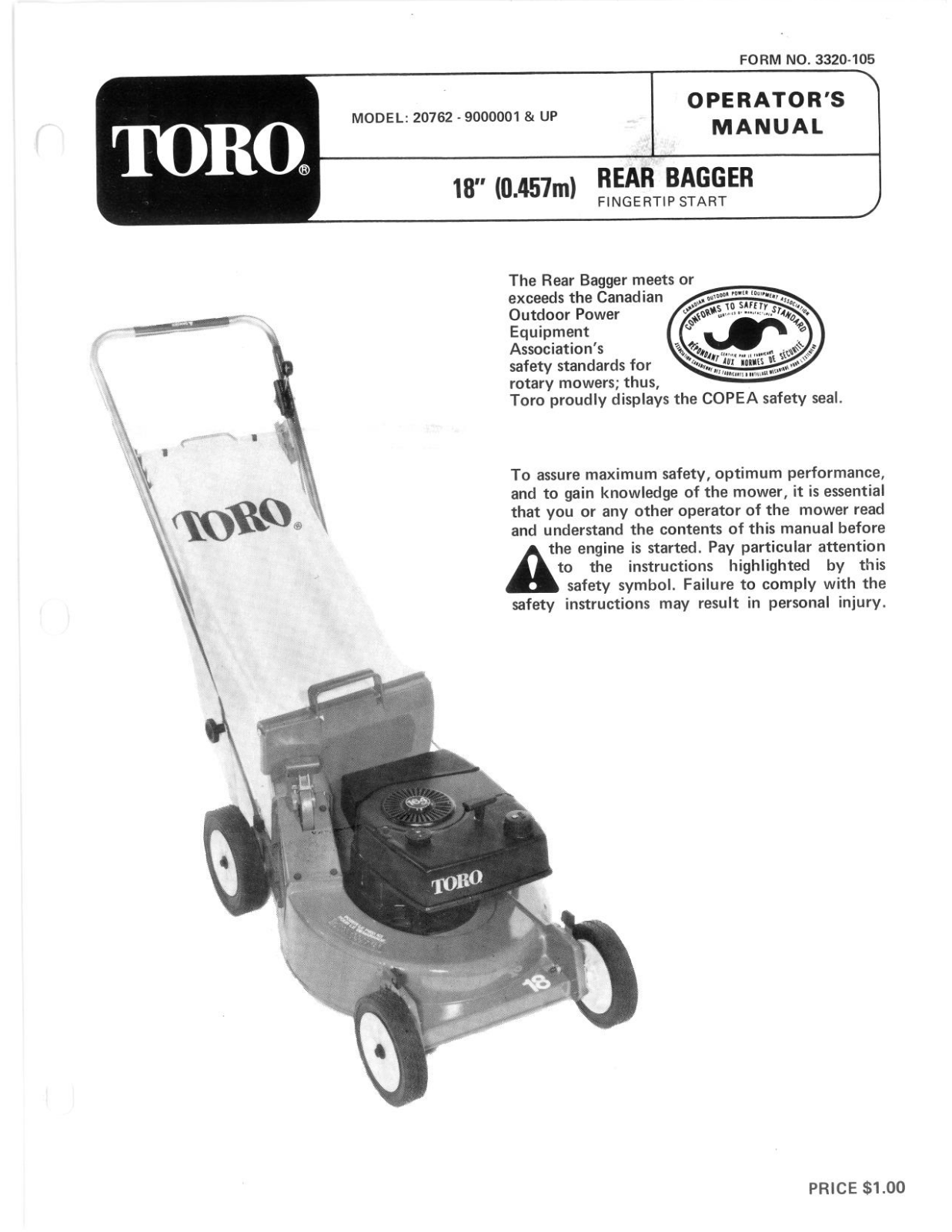 Toro 20762 Operator's Manual