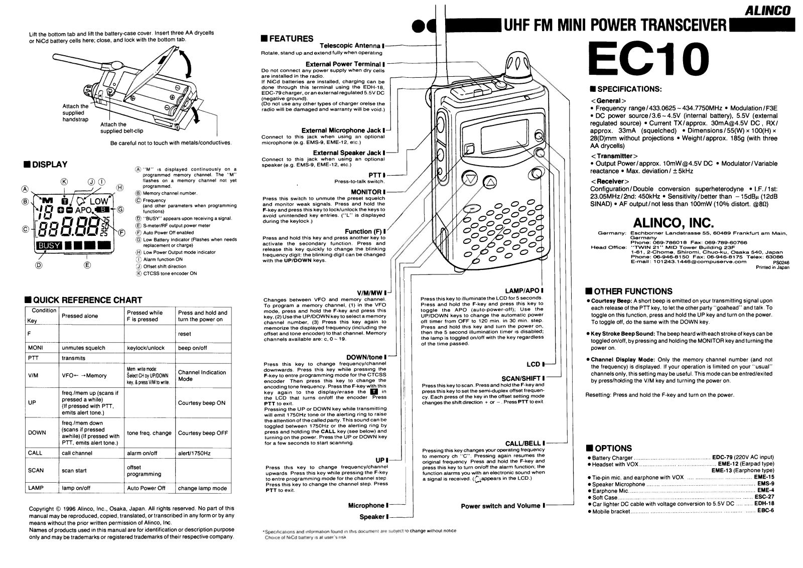 Alinco EC10 User Manual