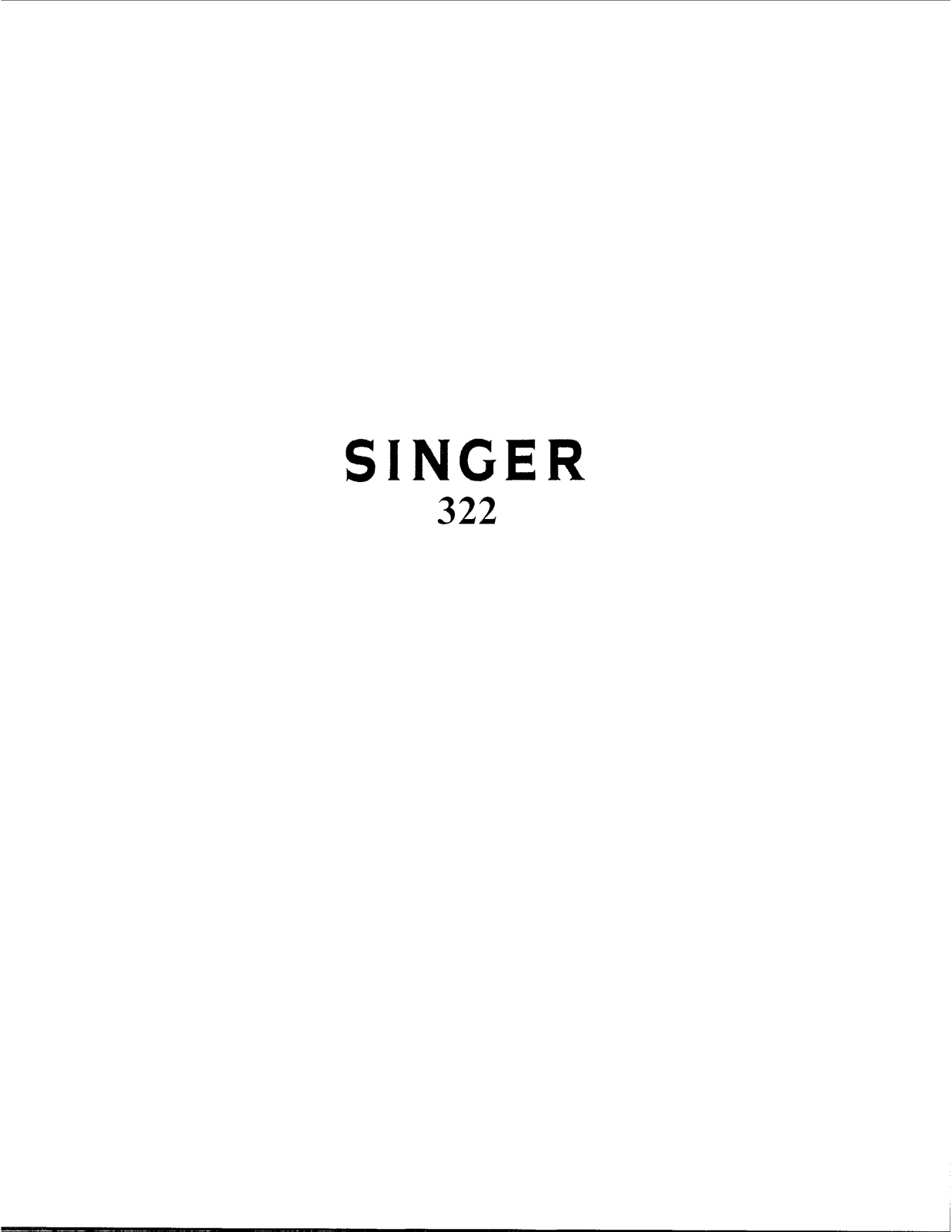 Singer 322 User Manual