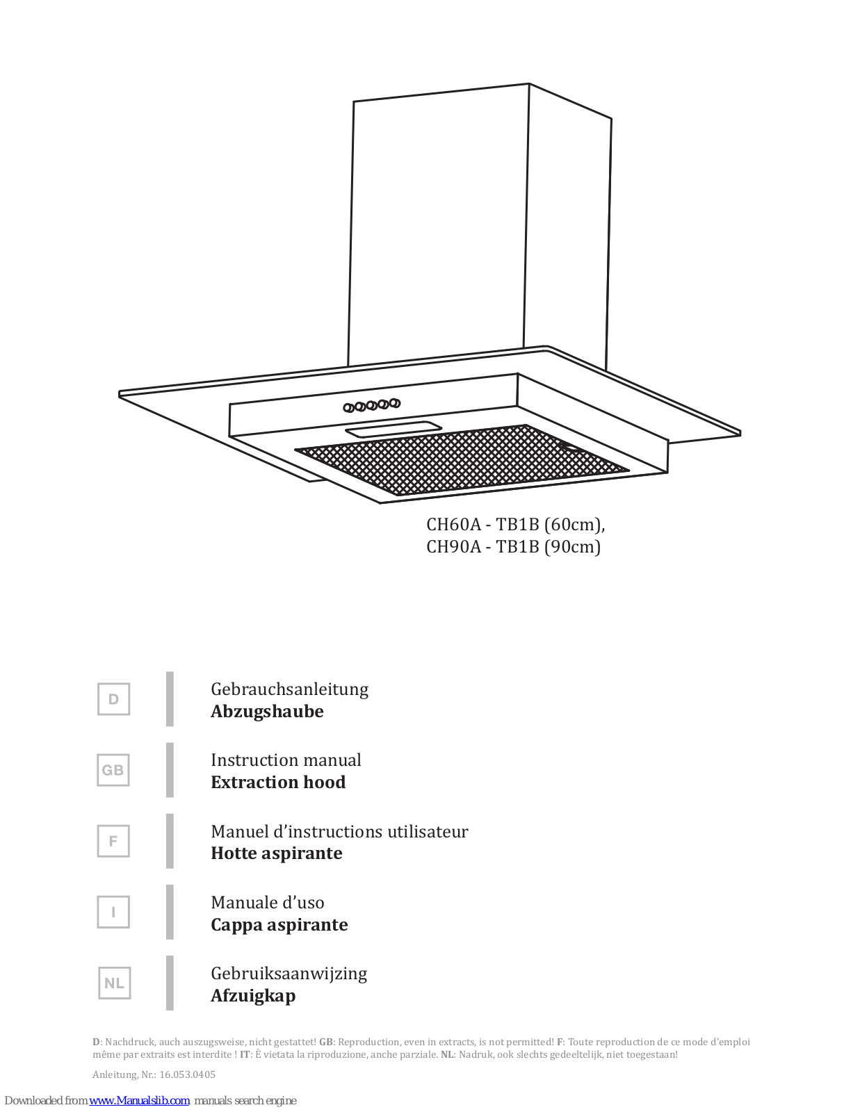 ORE Stalverk CH60A-TB1B, CH90A-TB1B Instruction Manual