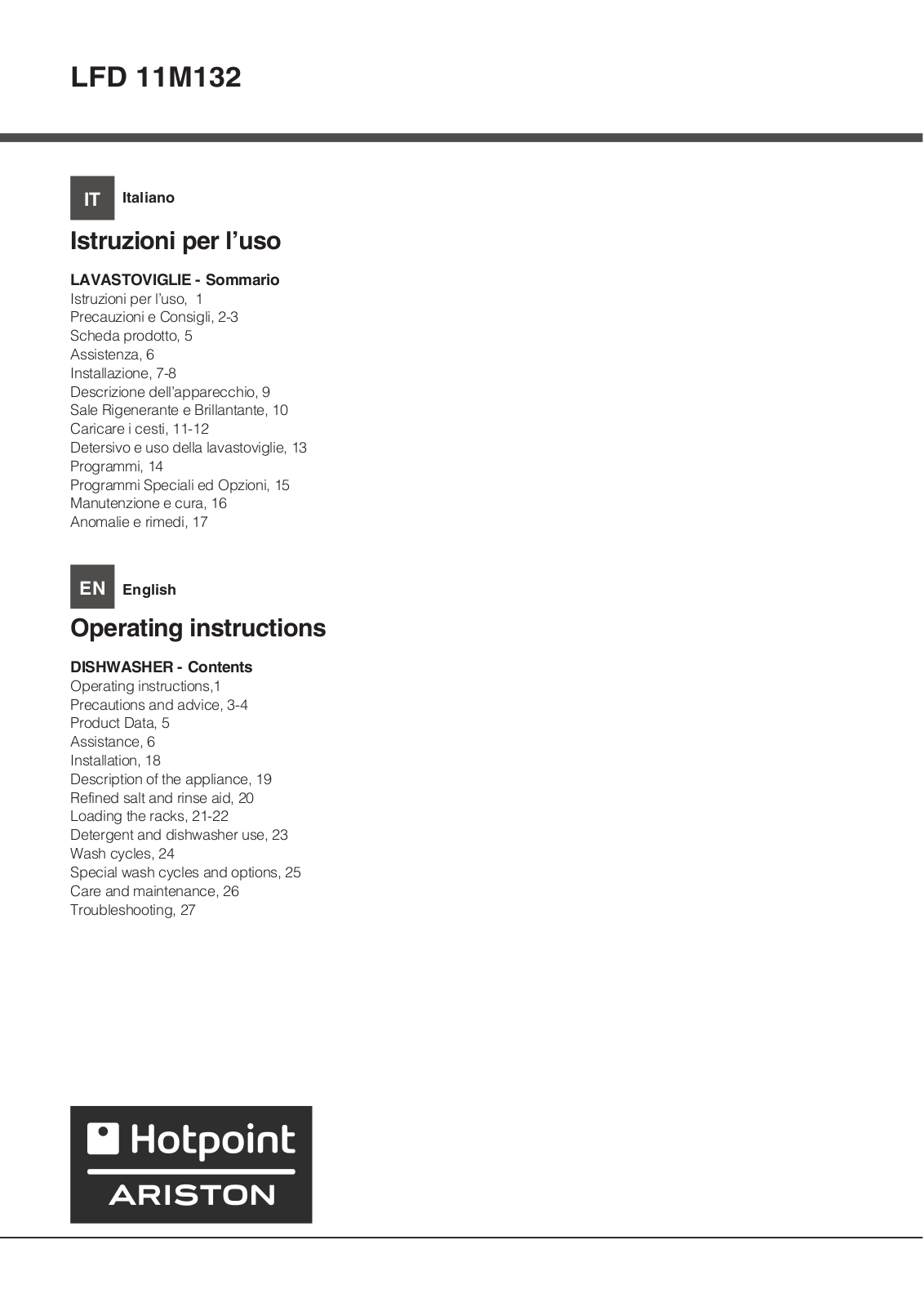 Hotpoint LFD 11M132 OCIX EU User Manual