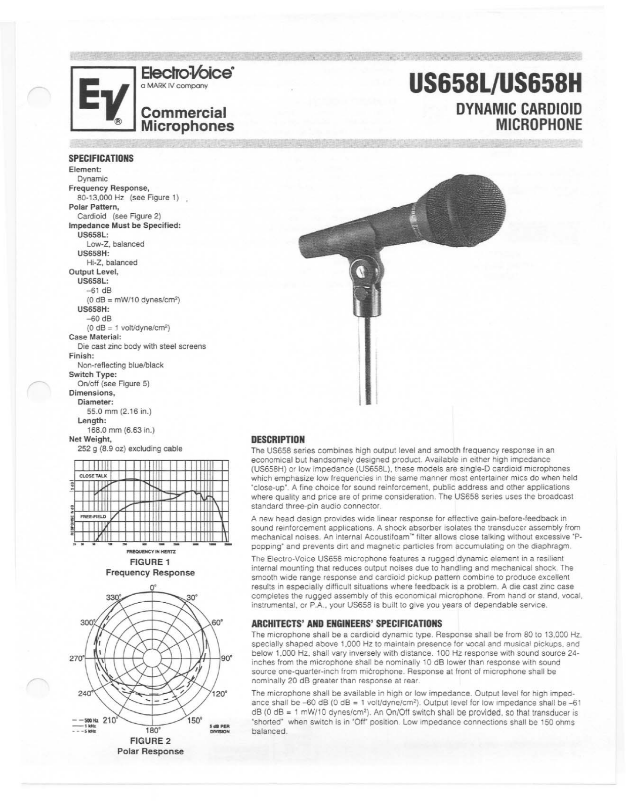 Electro-Voice US658L, US658H User Manual