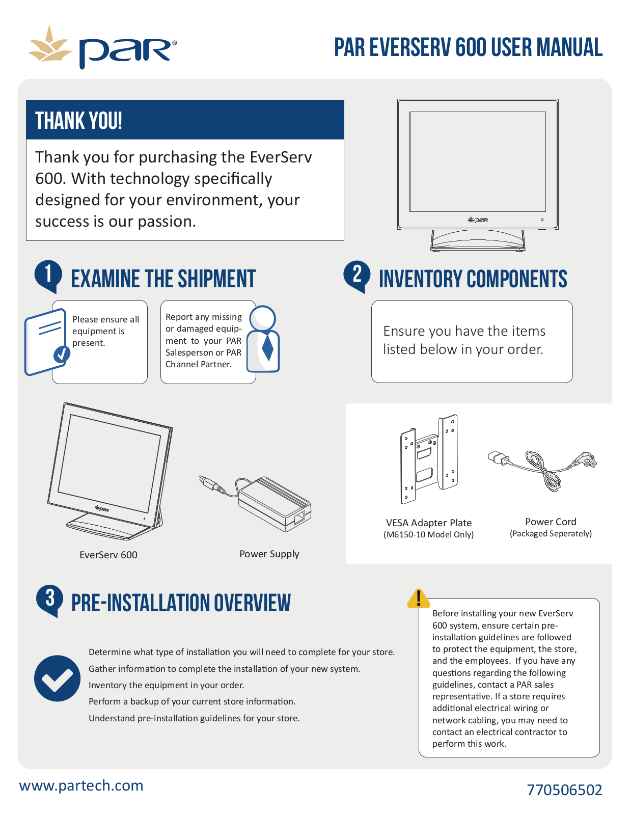 PAR EverServ 600 User Manual - ManualMachine.com