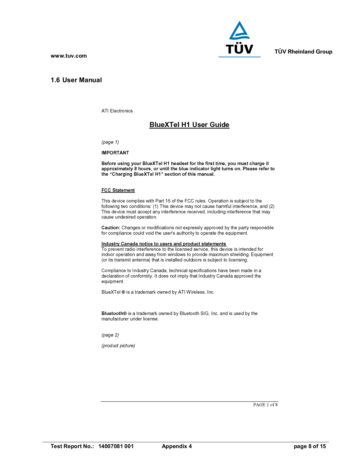 ATI Electronics BXH1 User Manual