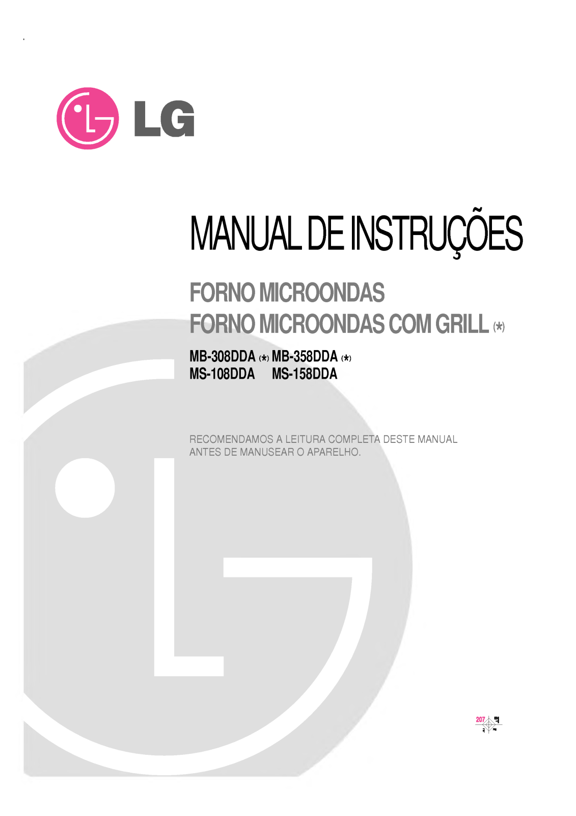 Lg MB-358DDA, MB-158DDA, MB-108DDA, MB-308DDA Instructions Manual