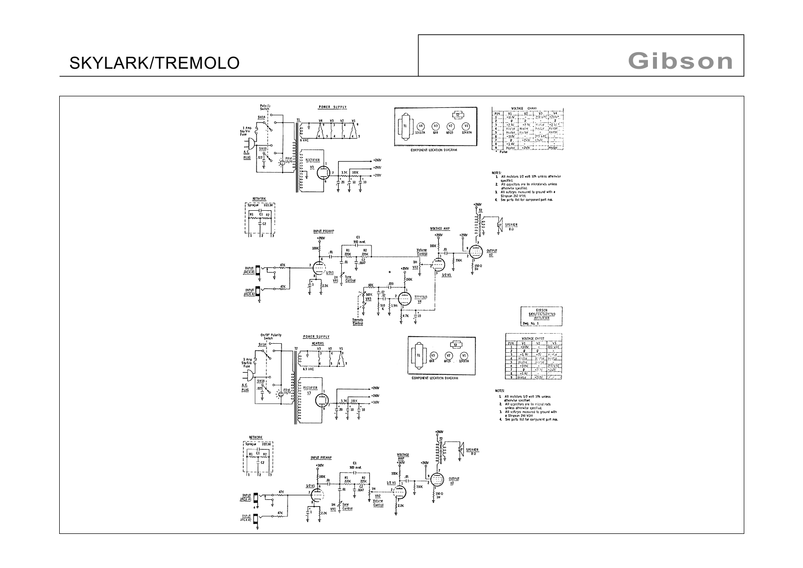 Gibson SKYLARK schematic